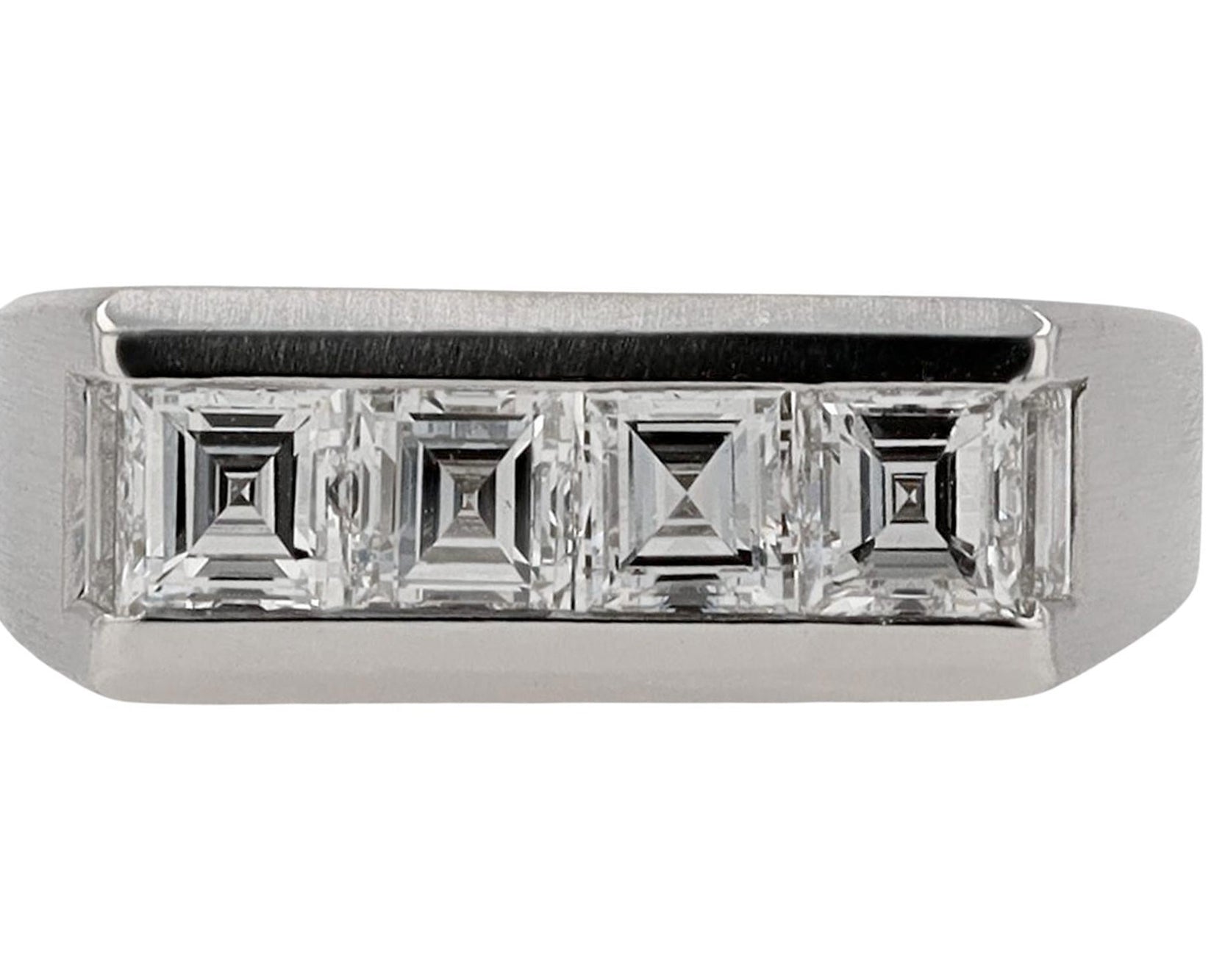 Art Deco Geometric Carré Cut Diamond Platinum Band