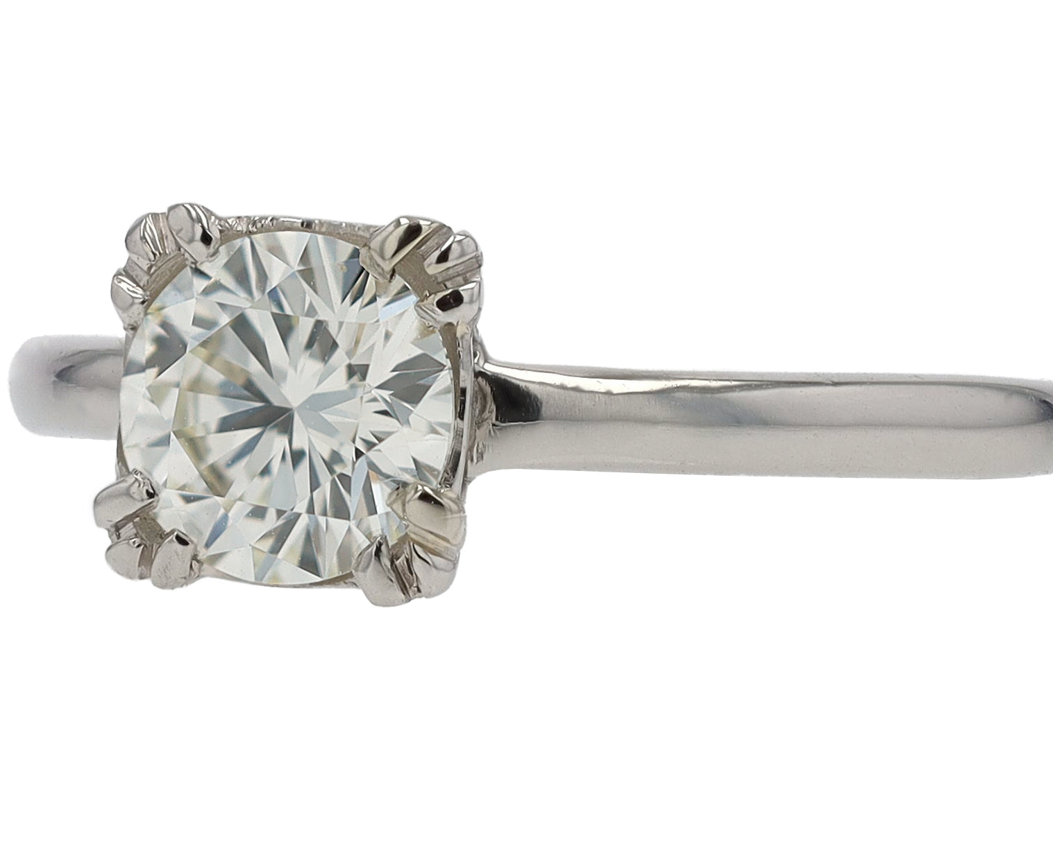 Vintage MCM Platinum 0.80 Carat Diamond Solitaire Engagement Ring