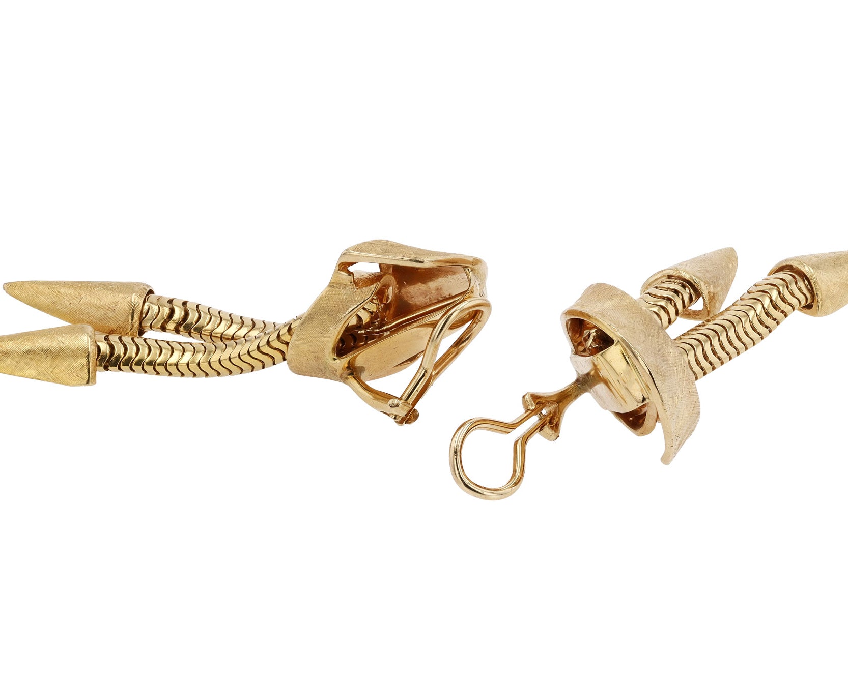 14K Gold Dagger Clip-On Vintage Dangle Earrings