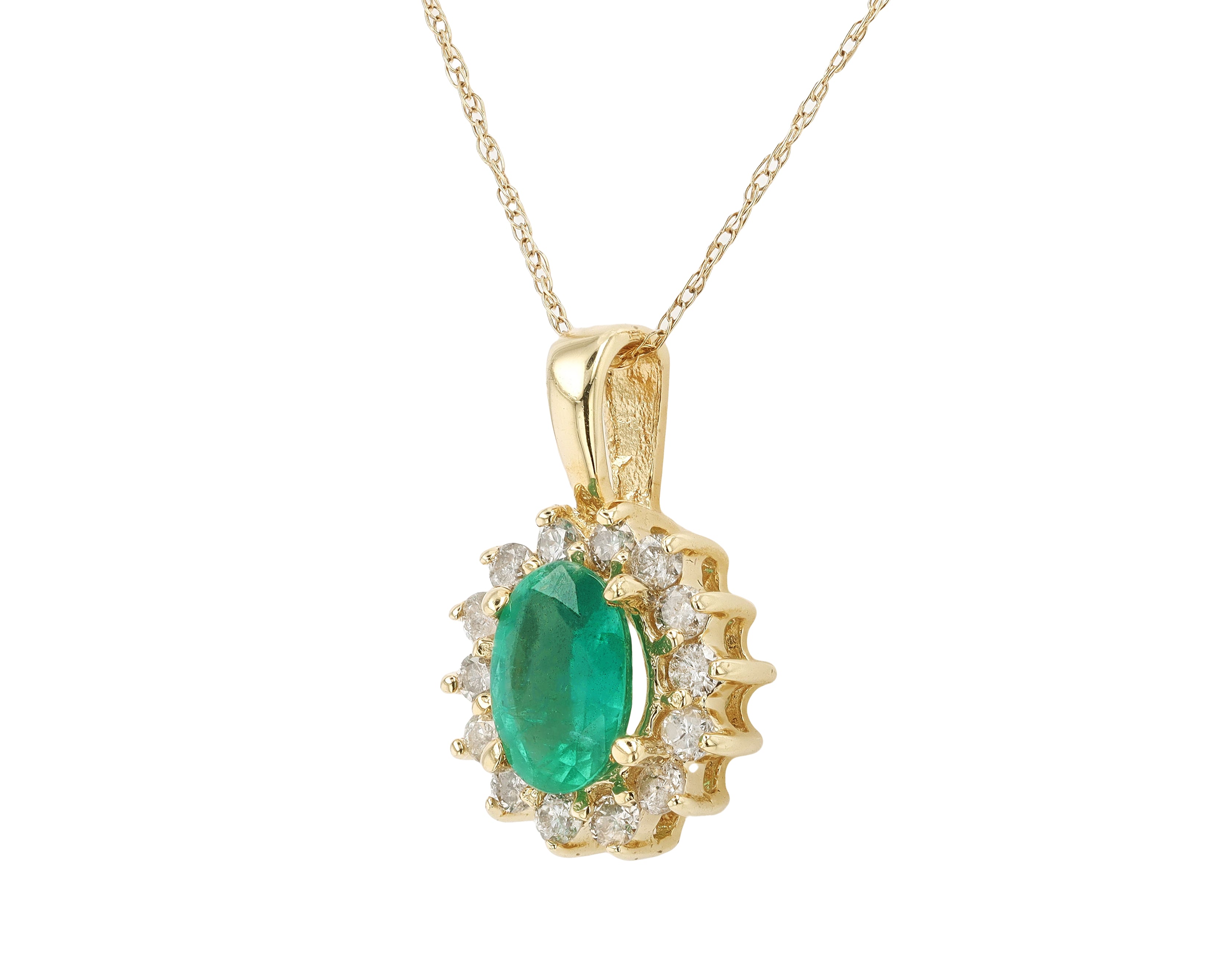 Classic Oval Emerald and Diamond Necklace