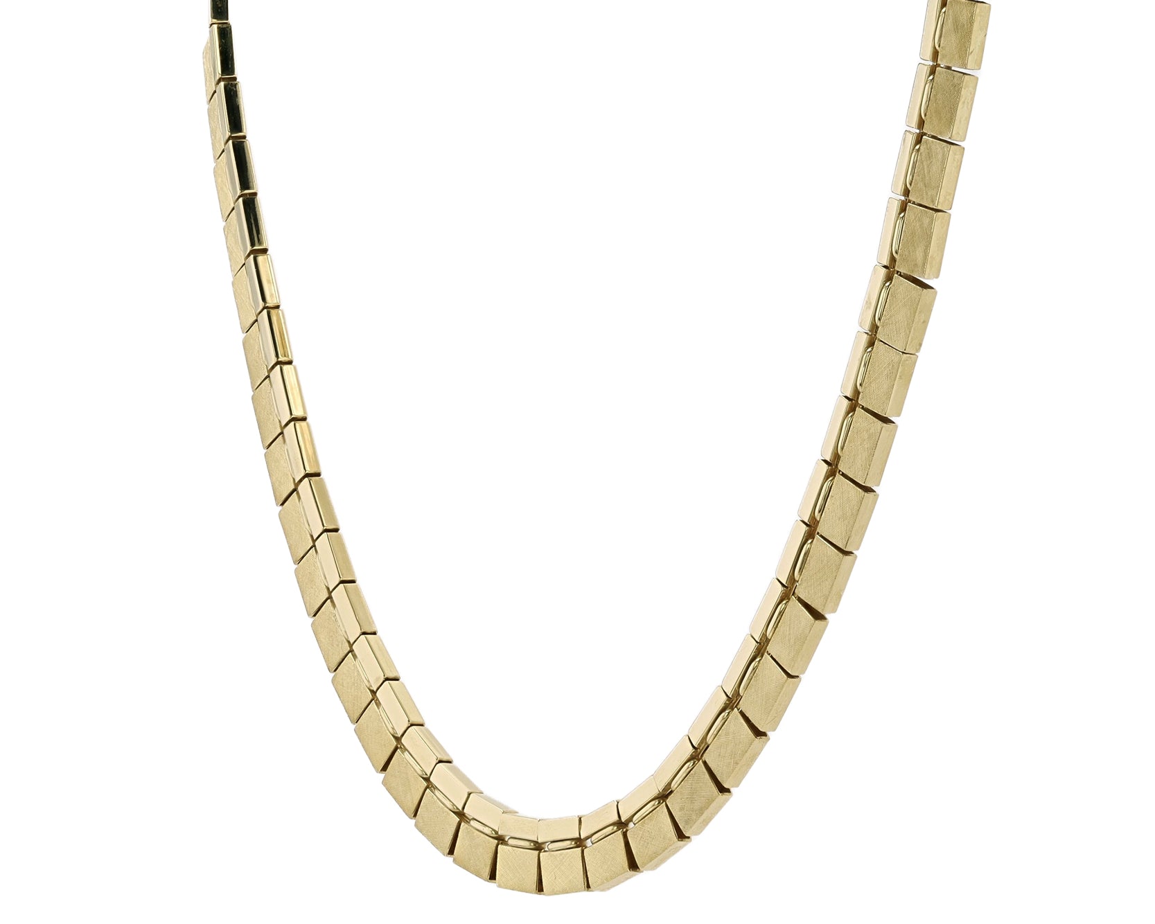 Modernist 1960s Vintage 14k Gold Florentine Link Necklace