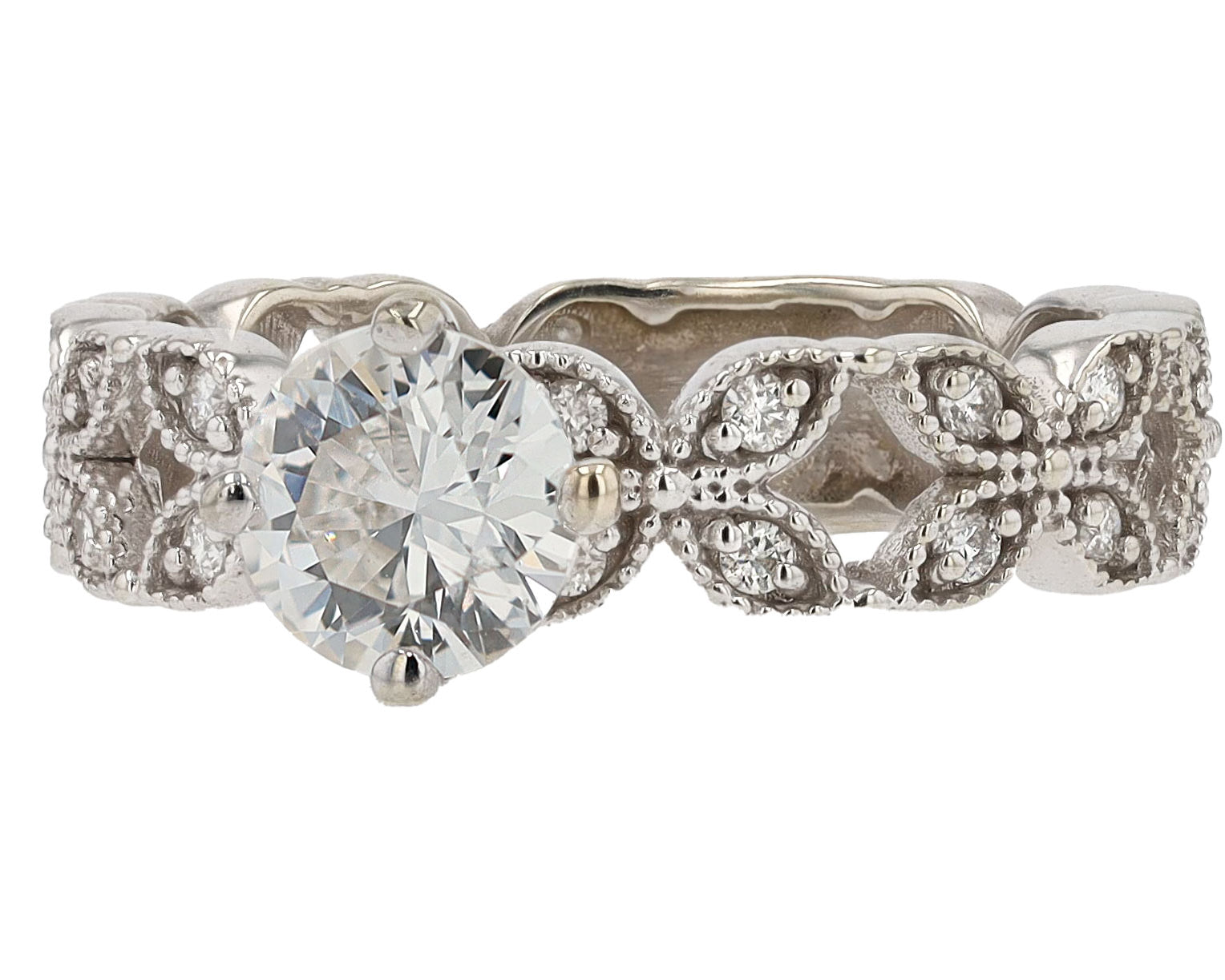 Vintage EGL Certified G SI1 0.63ct Round Diamond Trellis Engagement Ring