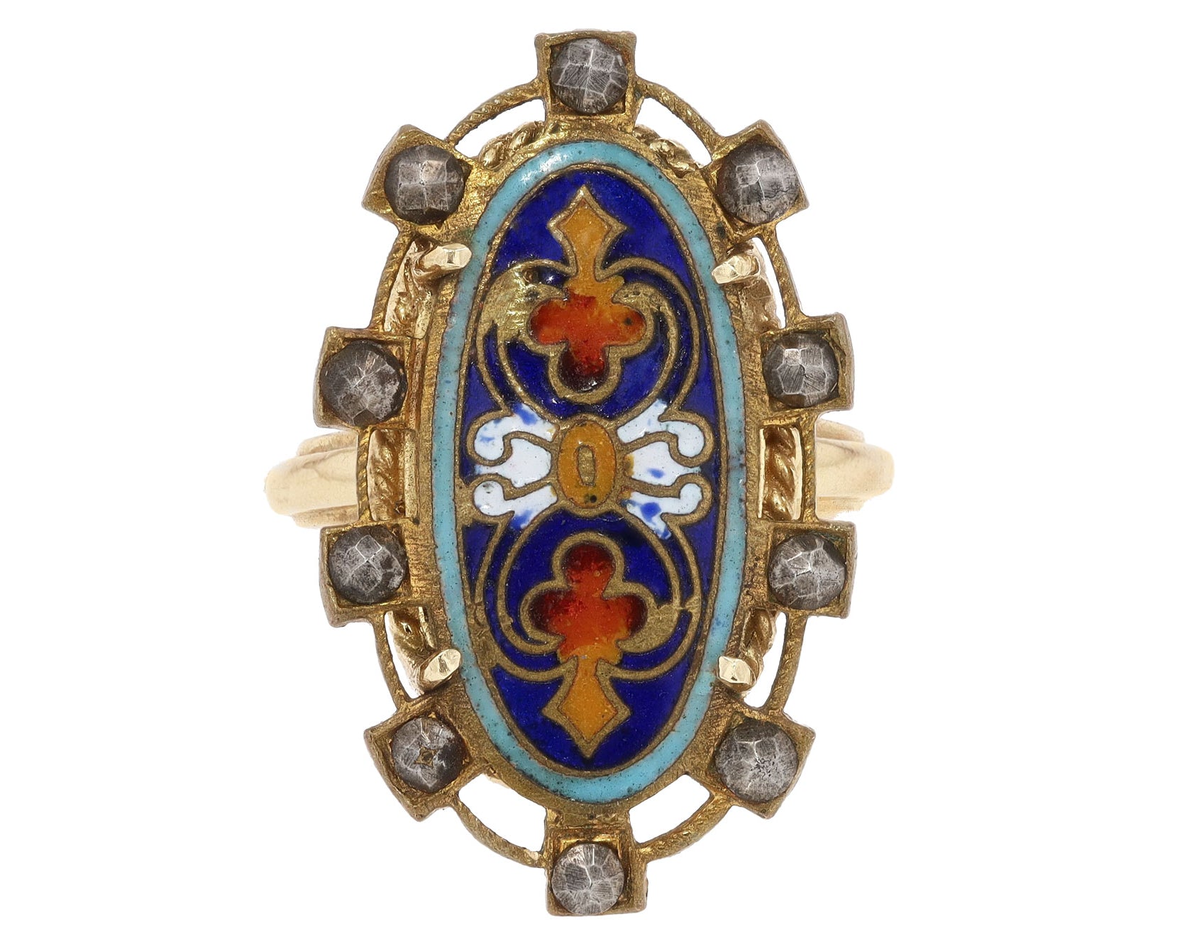 Antique Georgian Enamel Shield Ring