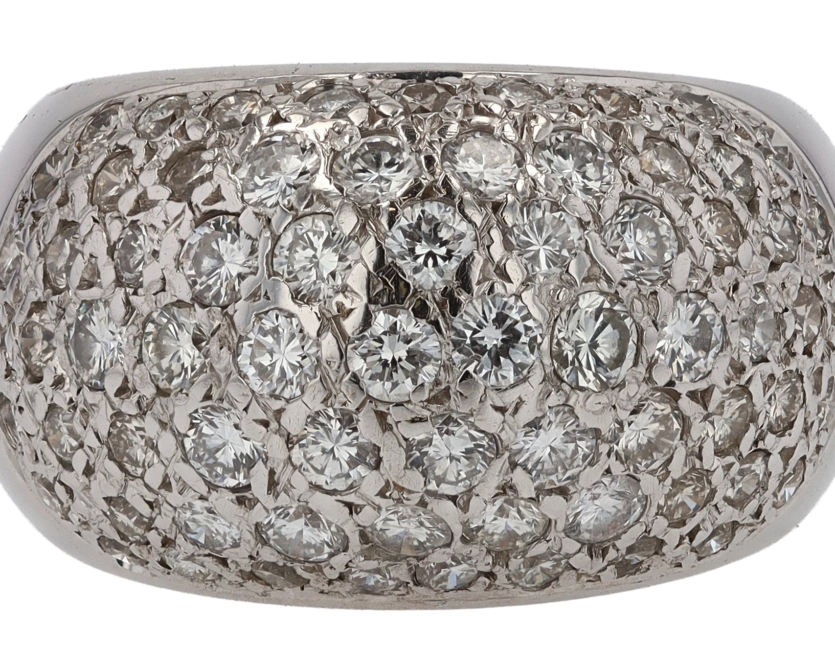 Vintage Contemporary 1.50 Carats Pavé Diamond 14k Dome Ring