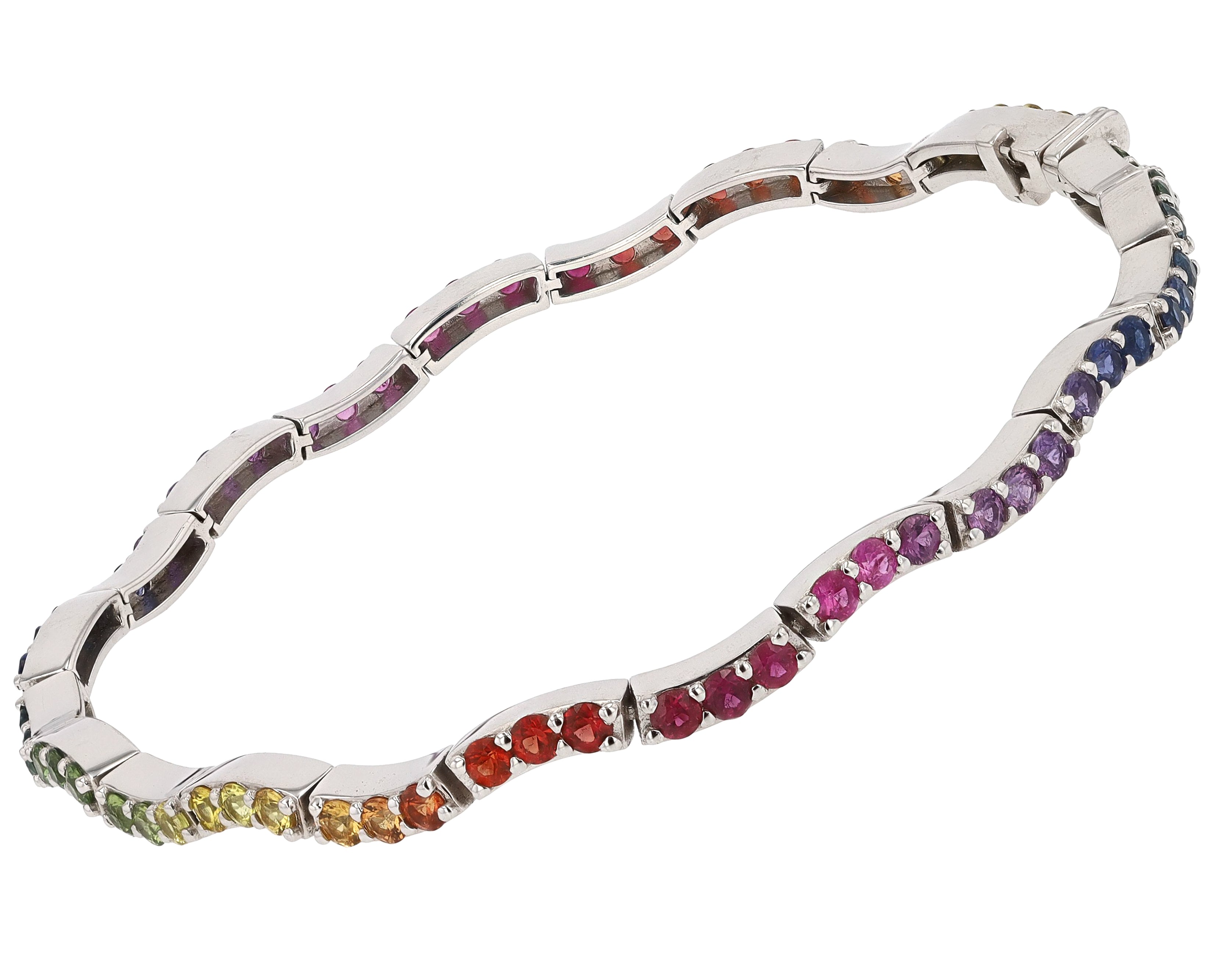 Wavy Rainbow Sapphire Multicolor Tennis Bracelet