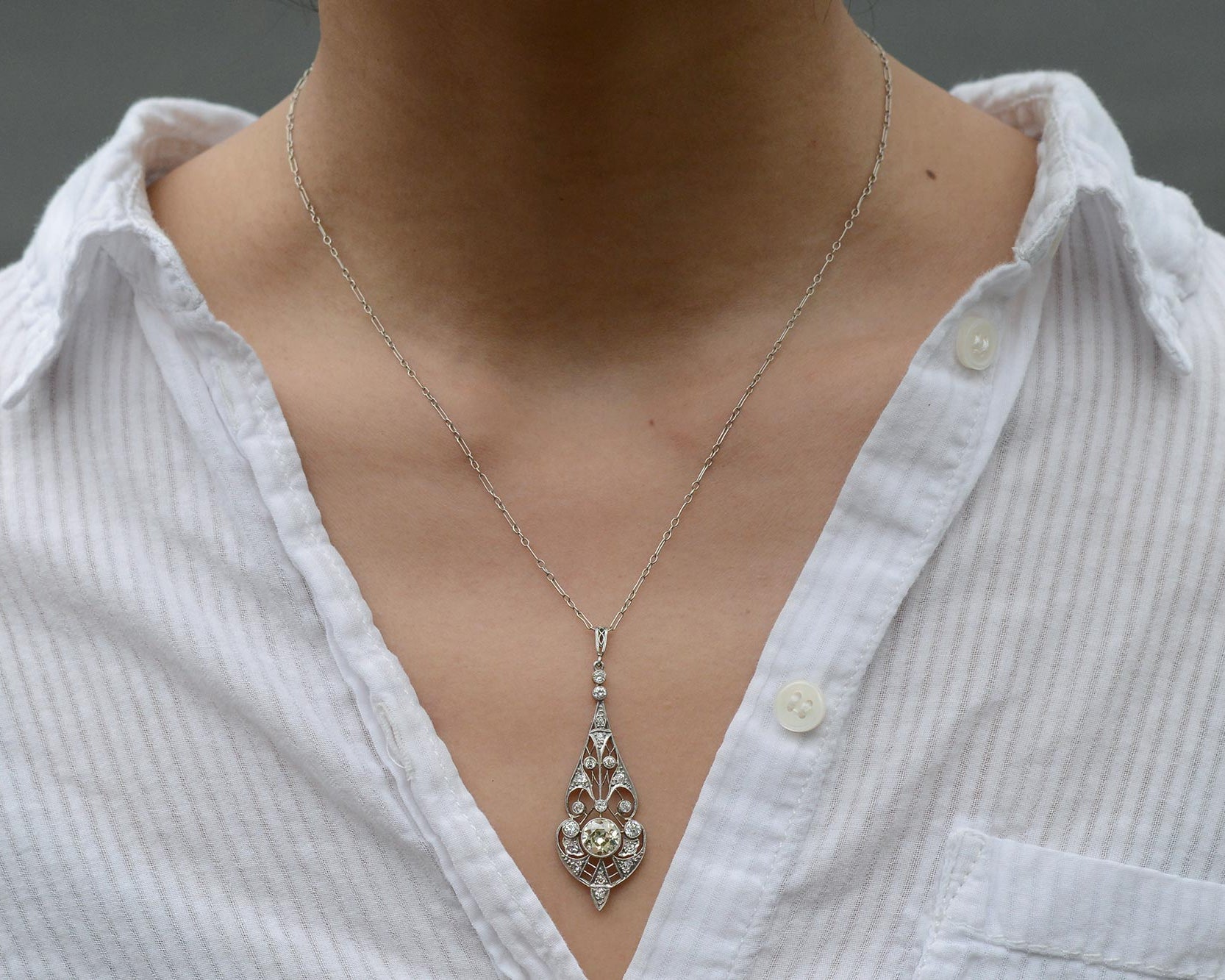 Edwardian Diamond Lavalière Necklace