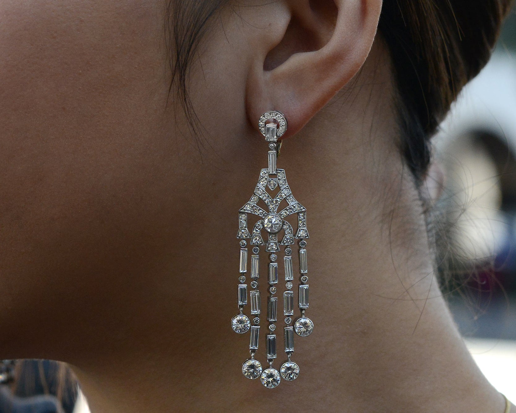 Art Deco Style 12 Carat Diamond Chandelier Earrings