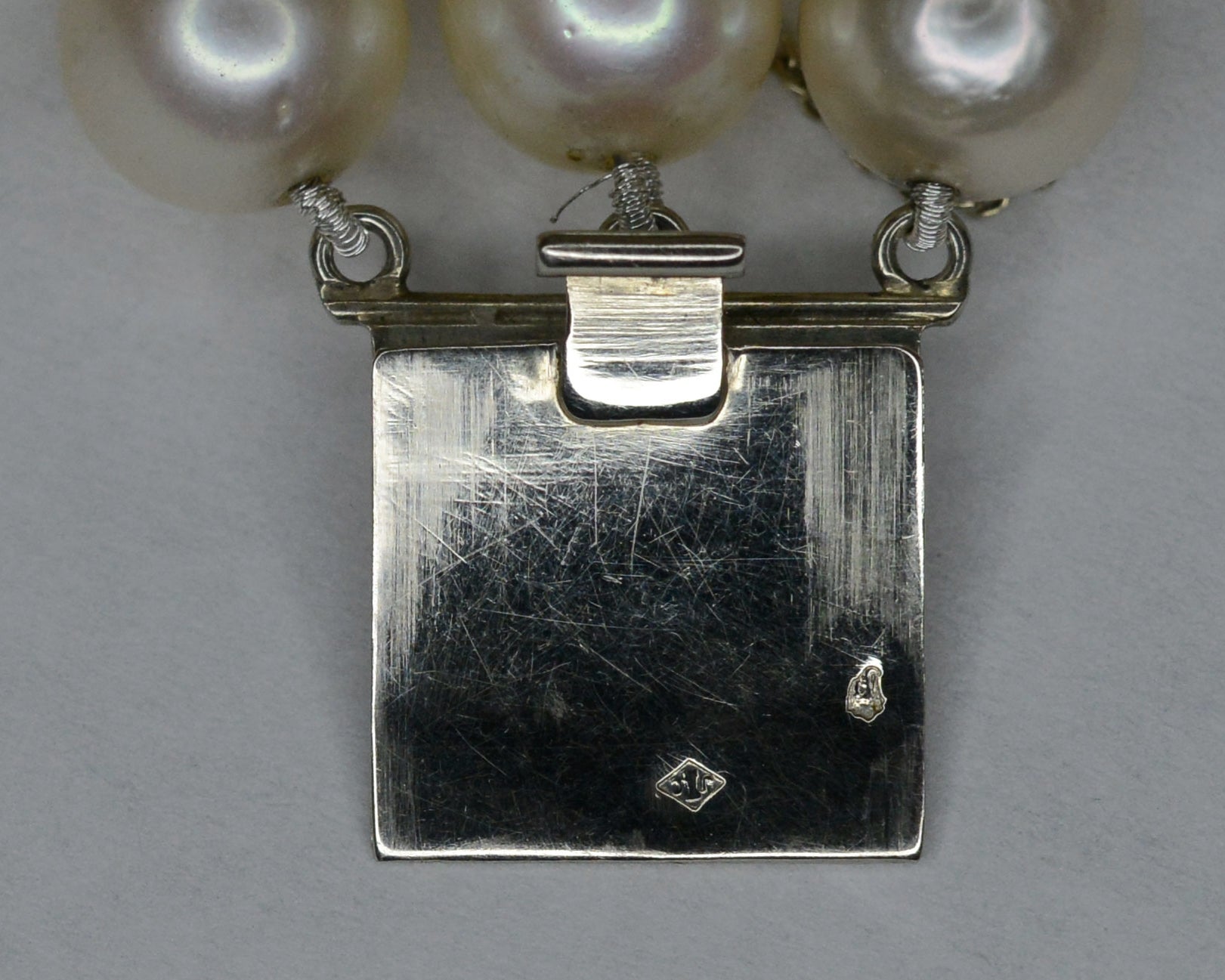 Antique French Belle Époque 3 Strand Pearl & Diamond Bracelet