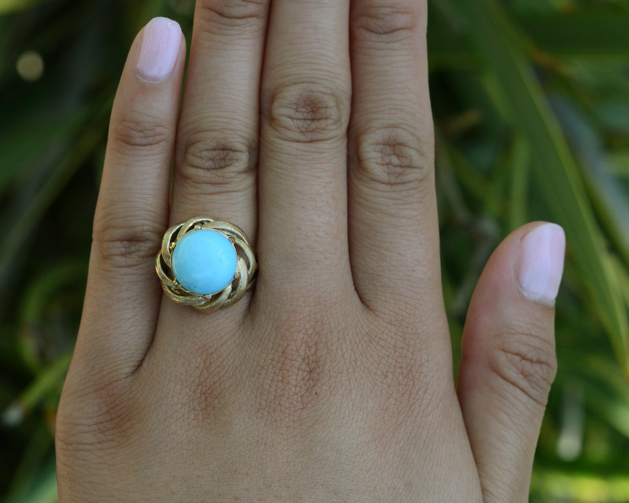 Vintage Retro Sleeping Beauty Turquoise Cocktail Ring