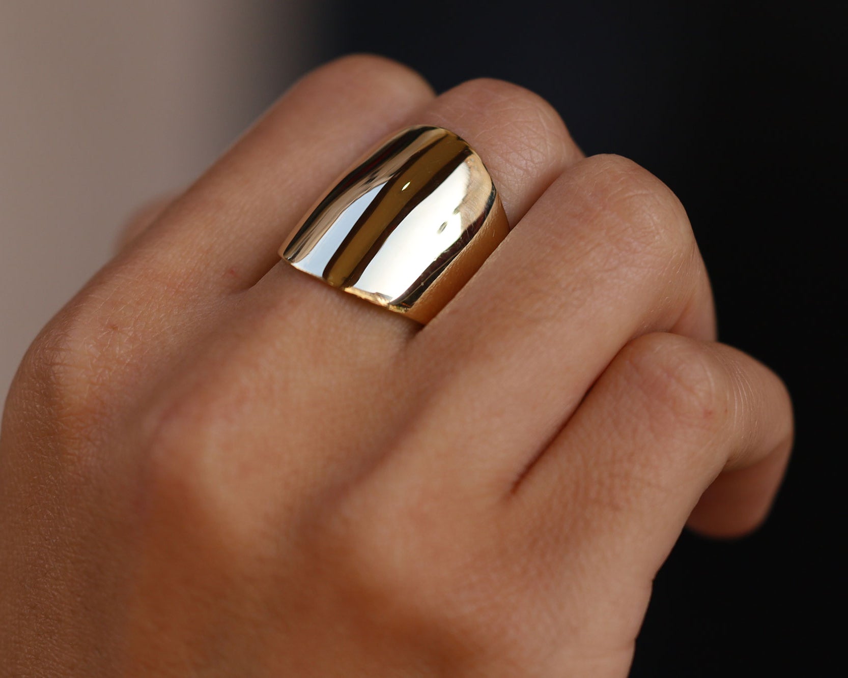 1960s Vintage 14k Yellow Gold Shield Cocktail Ring