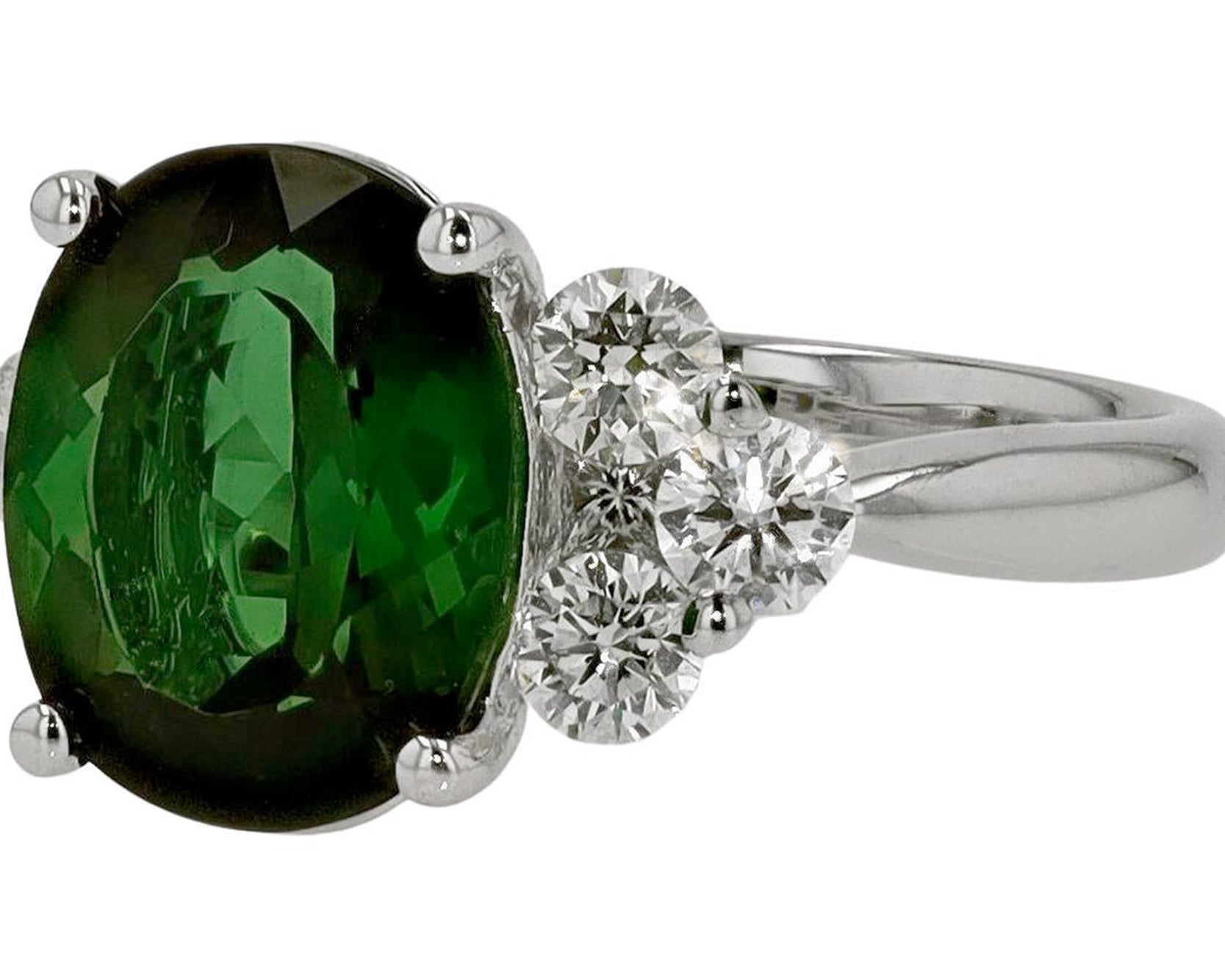 Estate Green Tourmaline and Diamond Engagement Ring