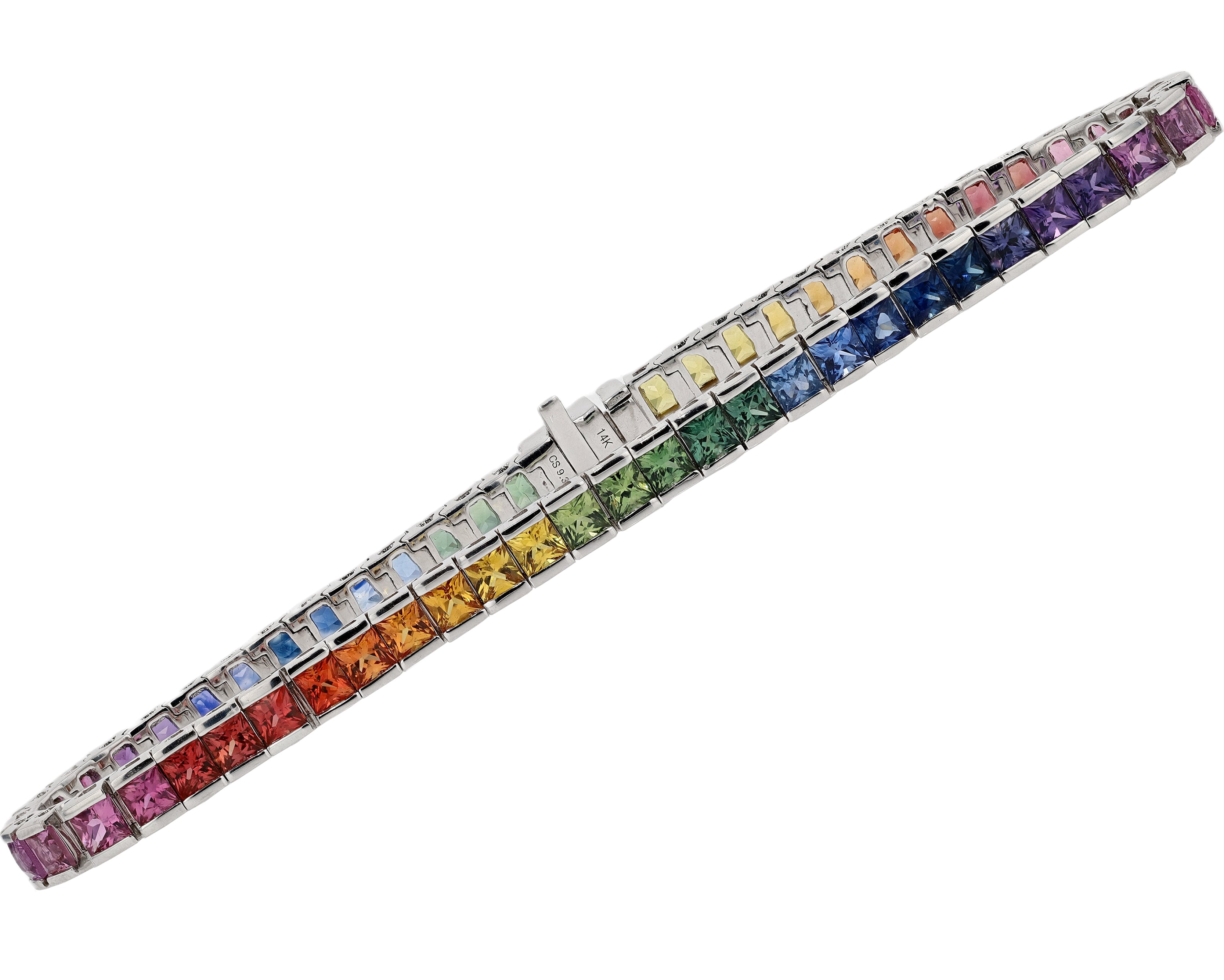Multi Color 9 Carat Rainbow Sapphire Tennis Bracelet