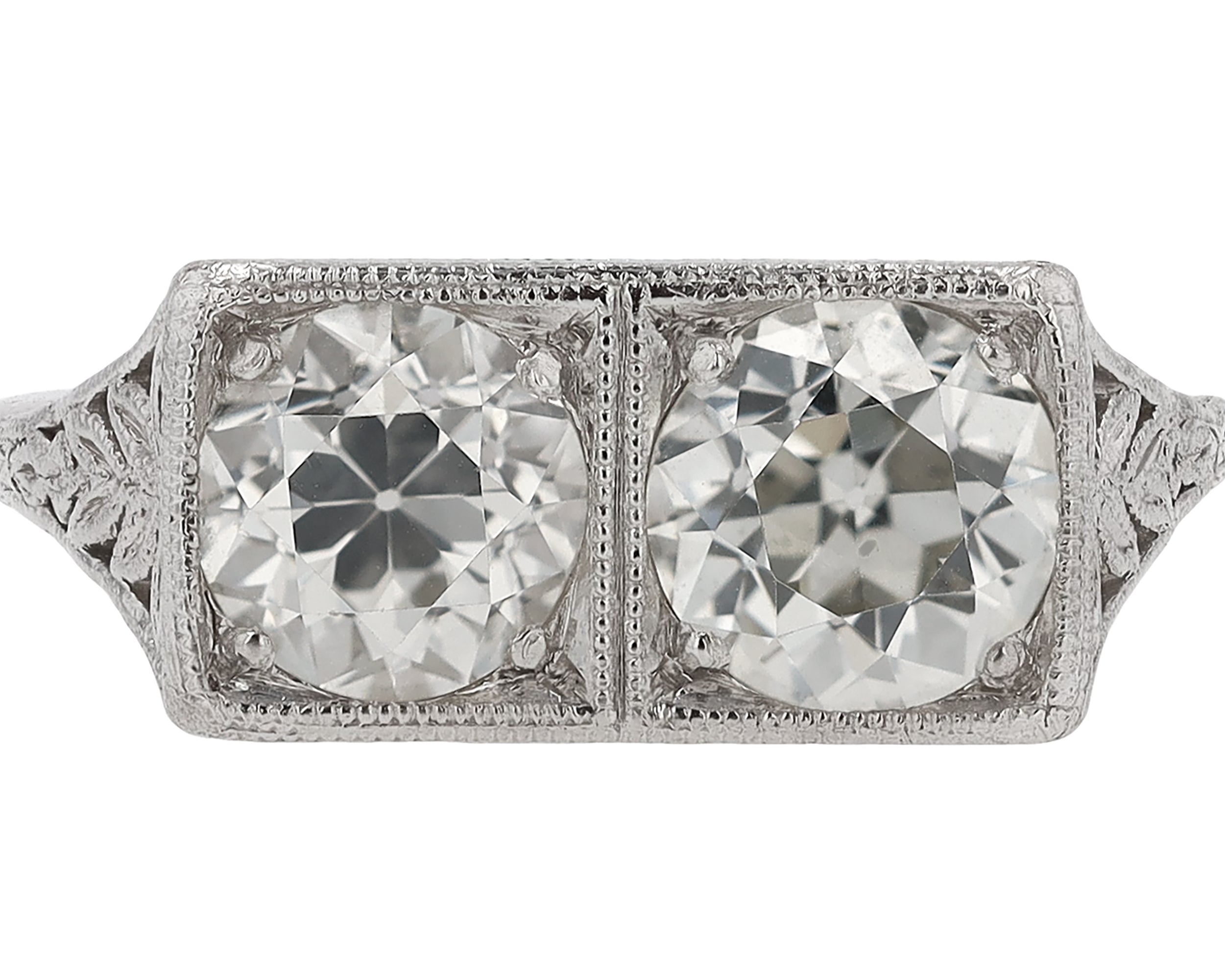 1920s Art Deco 2.10 Carat Double Diamond Engagement Ring