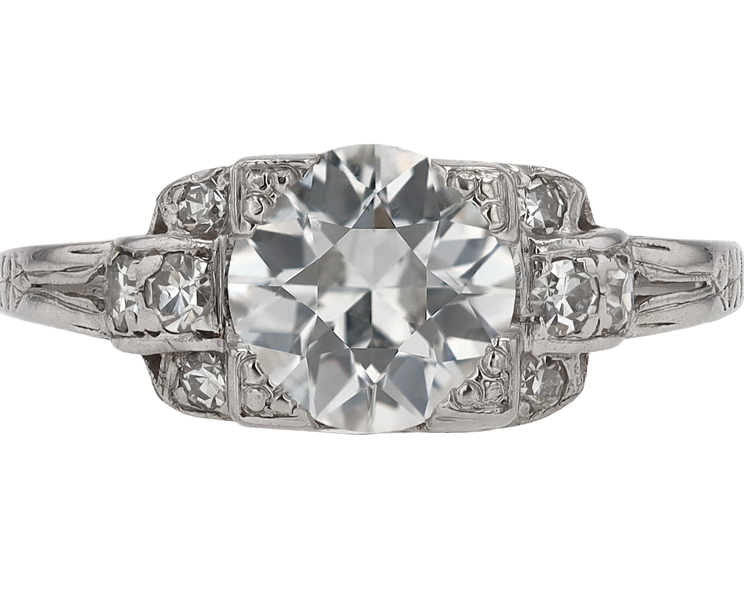GIA Certified F/VS 1.18 Carat Diamond Vintage Art Deco Engagement Ring
