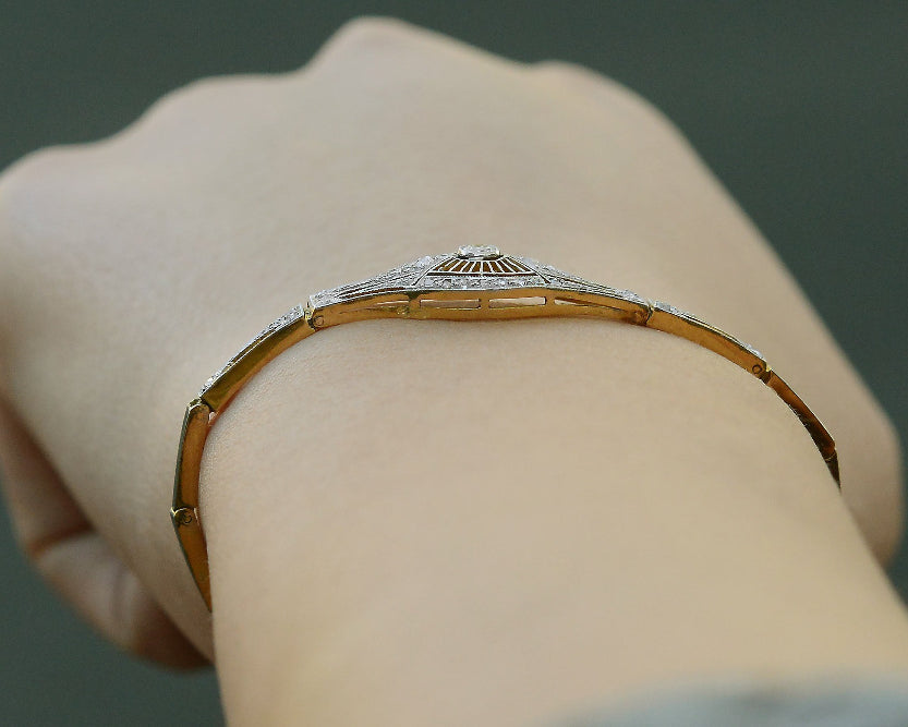 Antique Belle Époque Diamond Filigree Bracelet