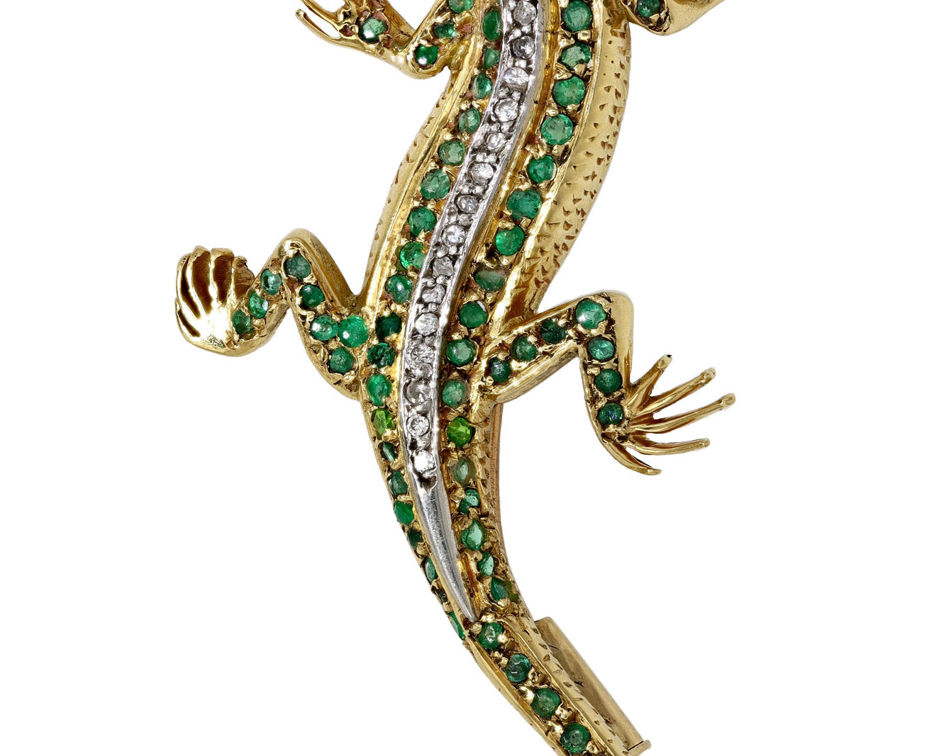 Antique Victorian Emerald Lizard Brooch Pin