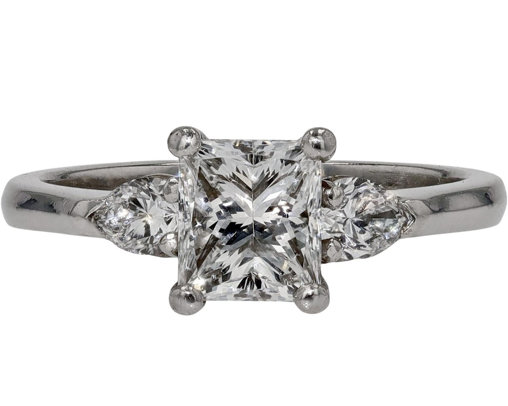 1.08 Carat Princess Cut Diamond 3 Stone Engagement Ring
