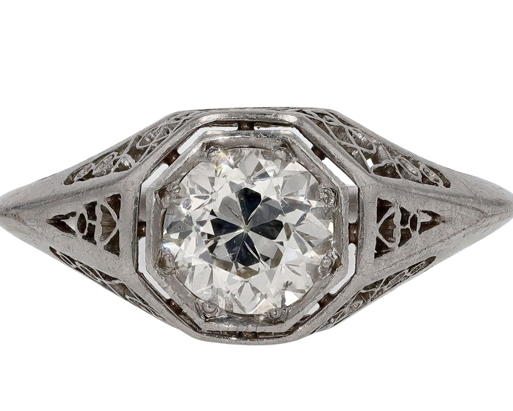 Art Deco 1 Carat Old European Diamond Solitaire Engagement Ring