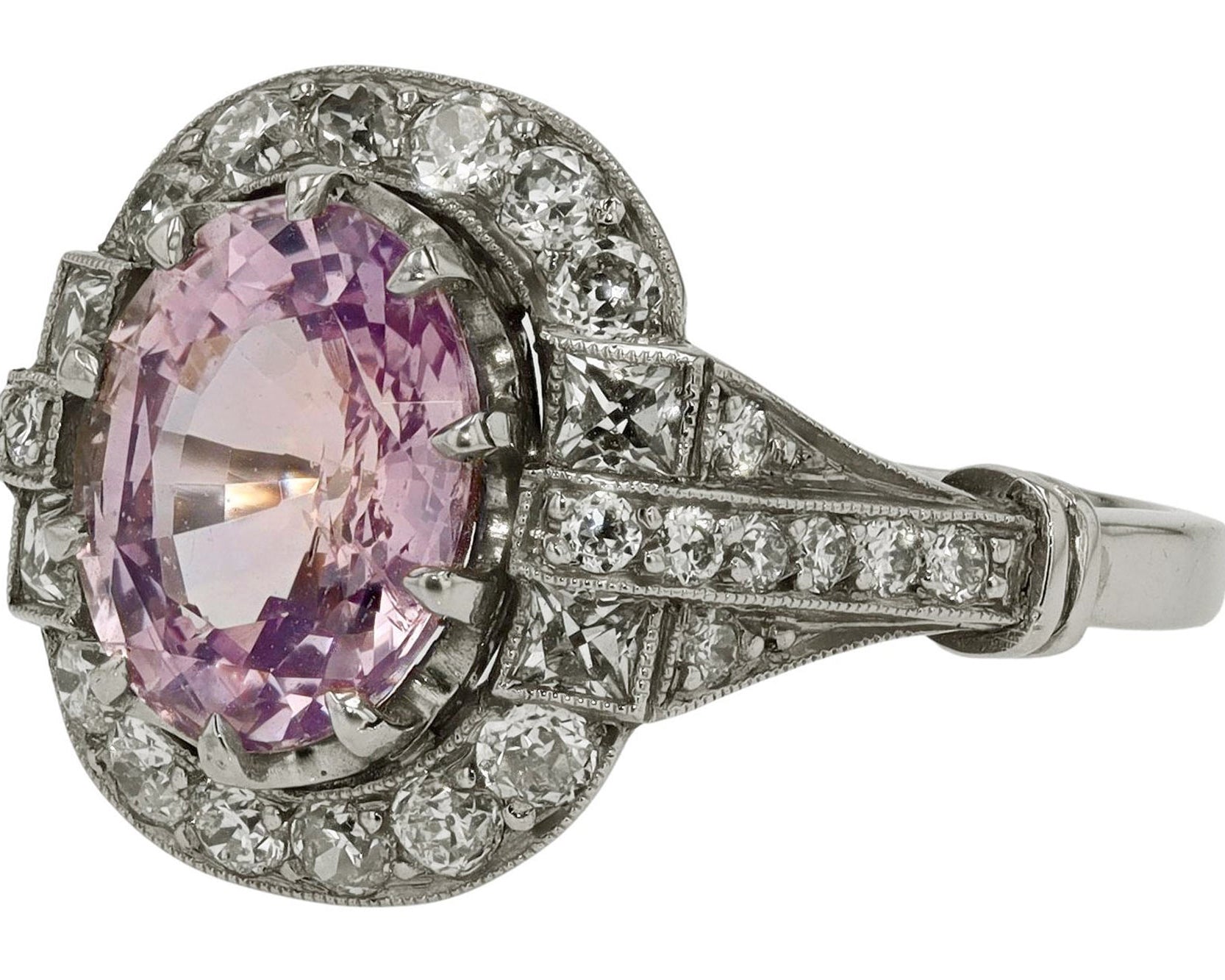 Certified 3 Carat No Heat Padparadscha Sapphire Diamond Engagement Ring