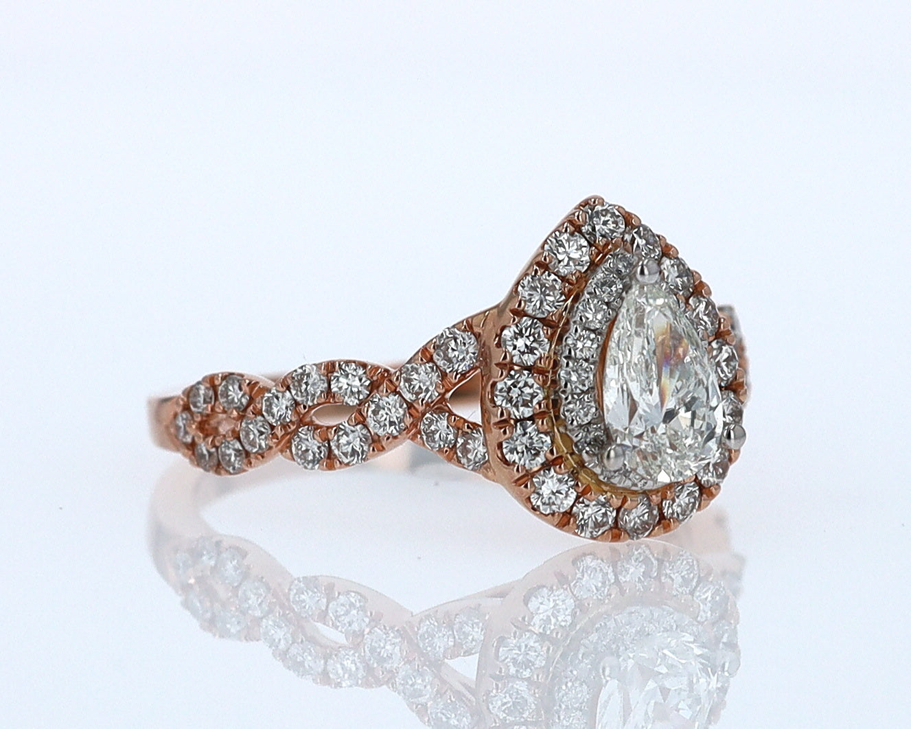 Neil Lane Rose Gold 0.52 Carat Pear Shape Diamond Engagement Ring