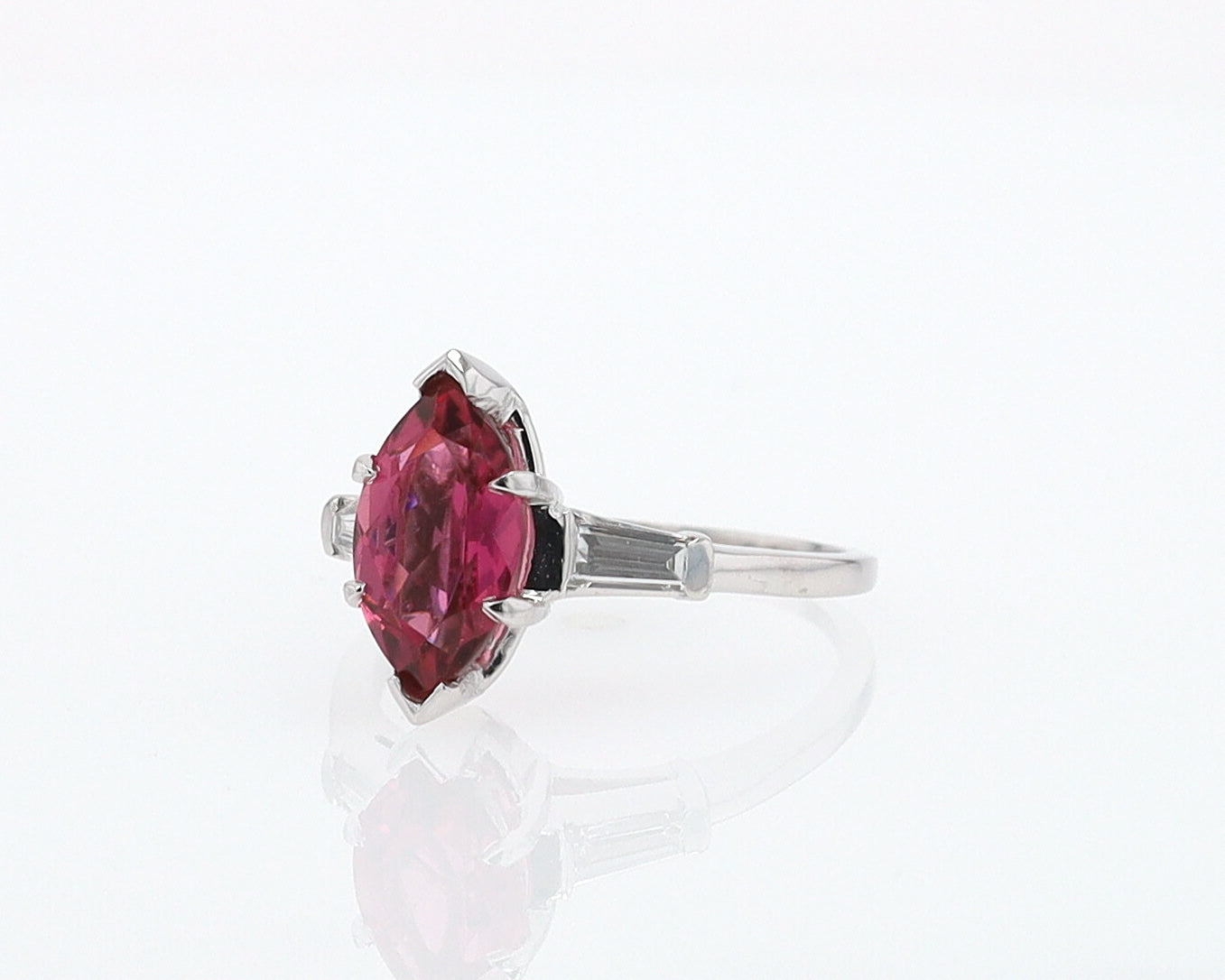 Art Deco 1.25 Carat Pink Tourmaline Marquise Antique Engagement Ring