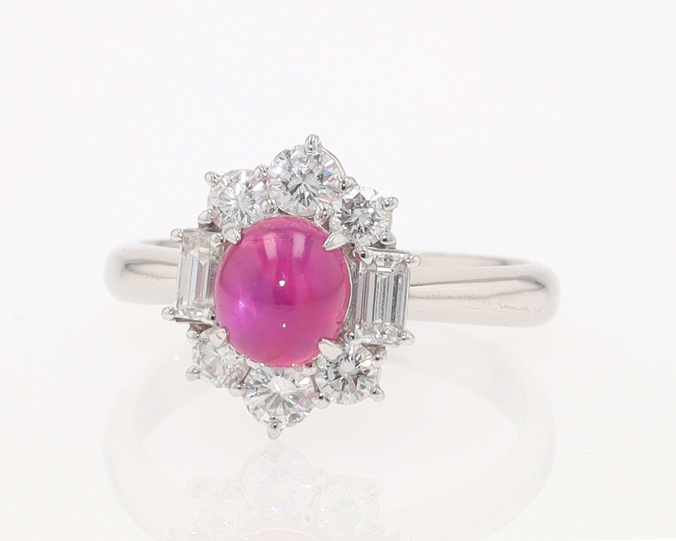 Vintage Mid Century Platinum Star Ruby Engagement Ring