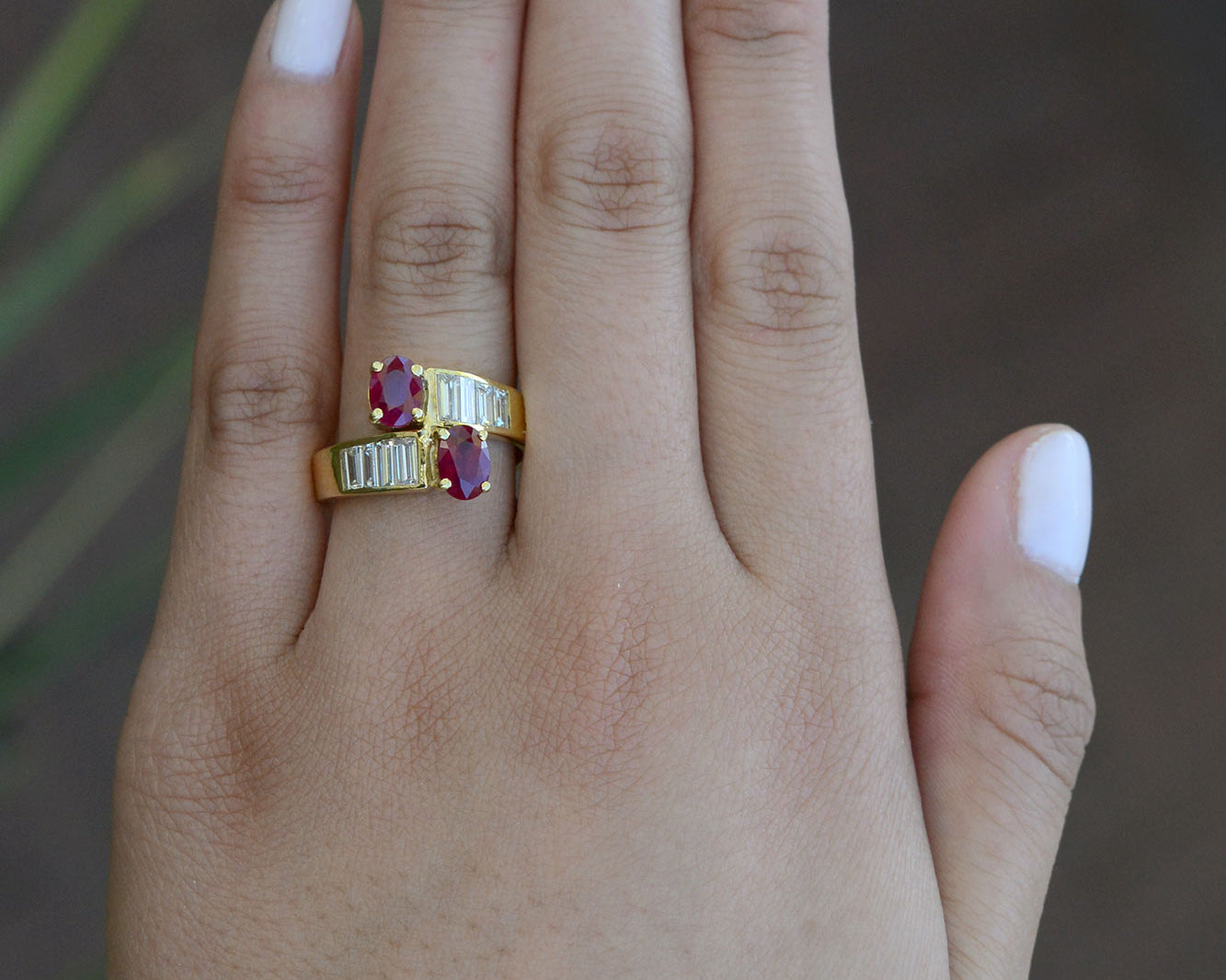 2 Stone Toi Et Moi Diamond & Ruby Engagement Ring