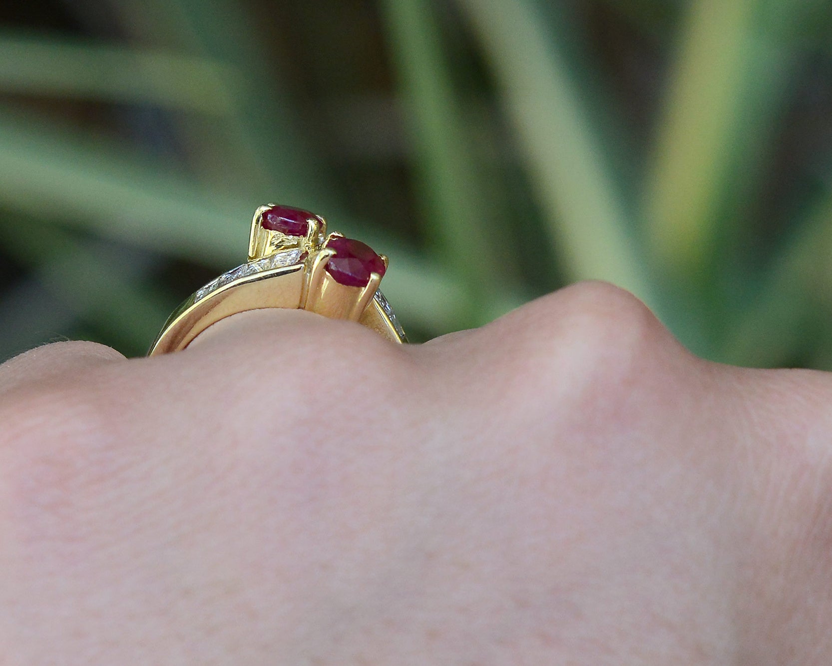 2 Stone Toi Et Moi Diamond & Ruby Engagement Ring