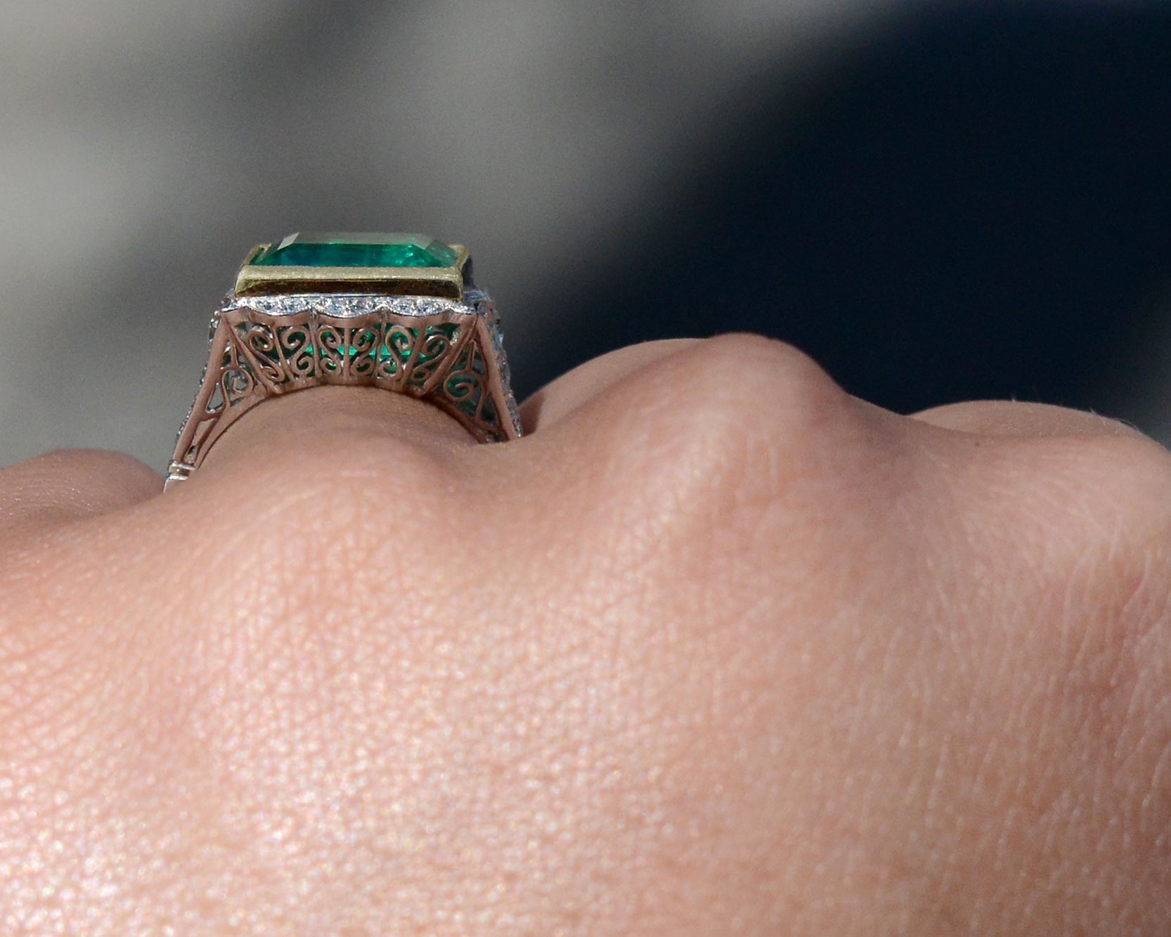 GIA Certified 7 Carat Colombian Emerald and Diamond Ring