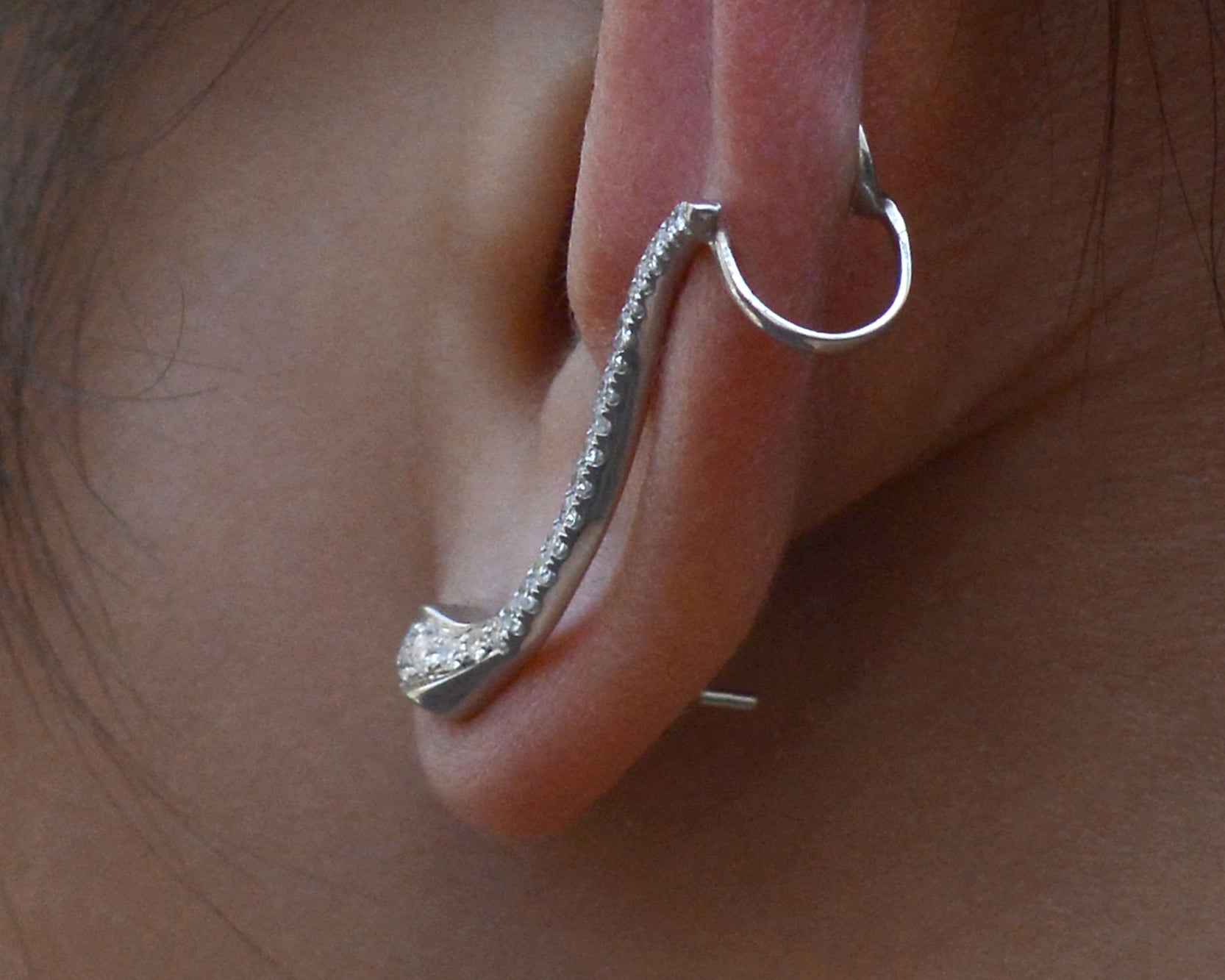 Pave' Diamond Ruby Snake Climber Earrings
