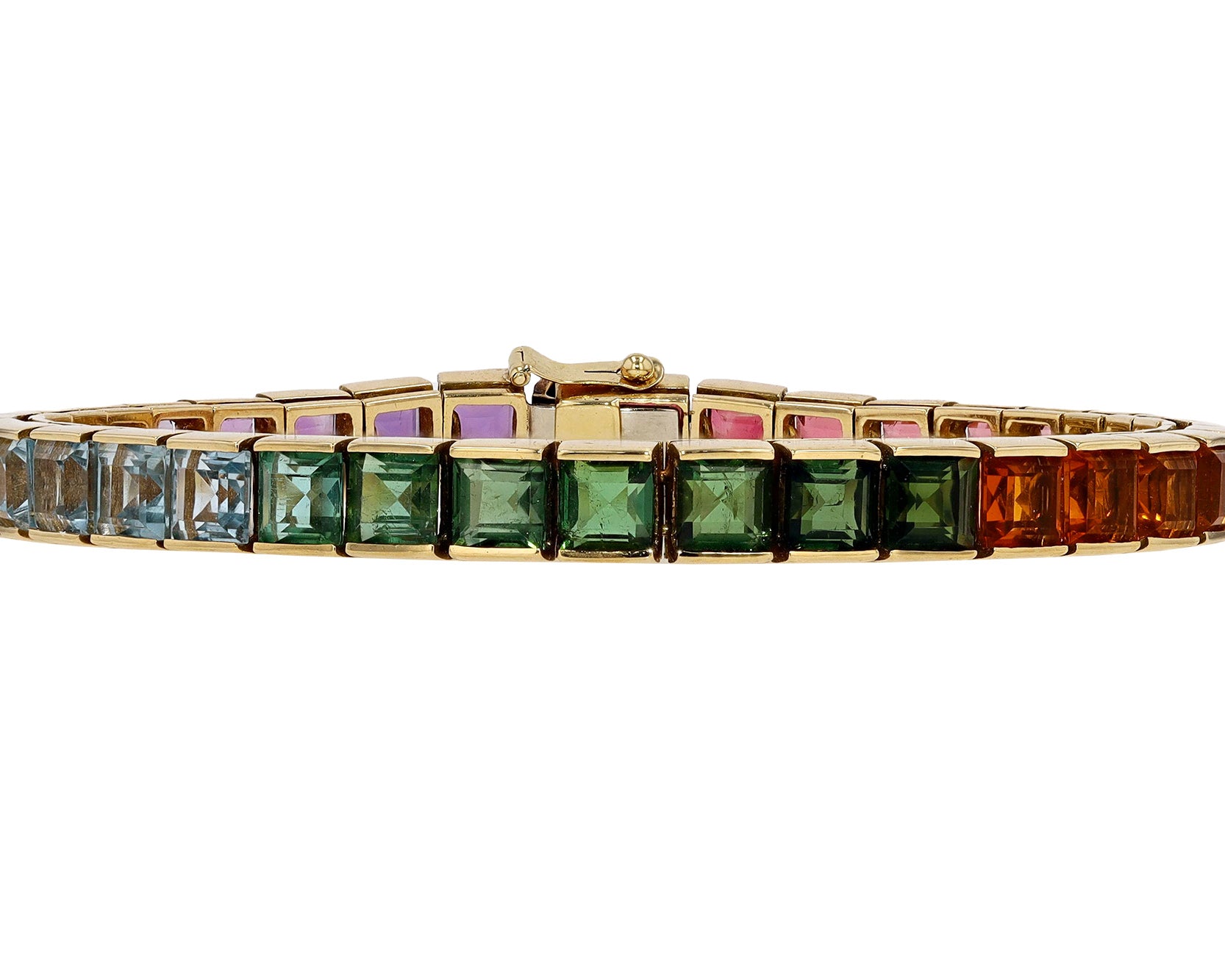 25 Carat Rainbow Gemstone Unisex Tourmaline Tennis Bracelet