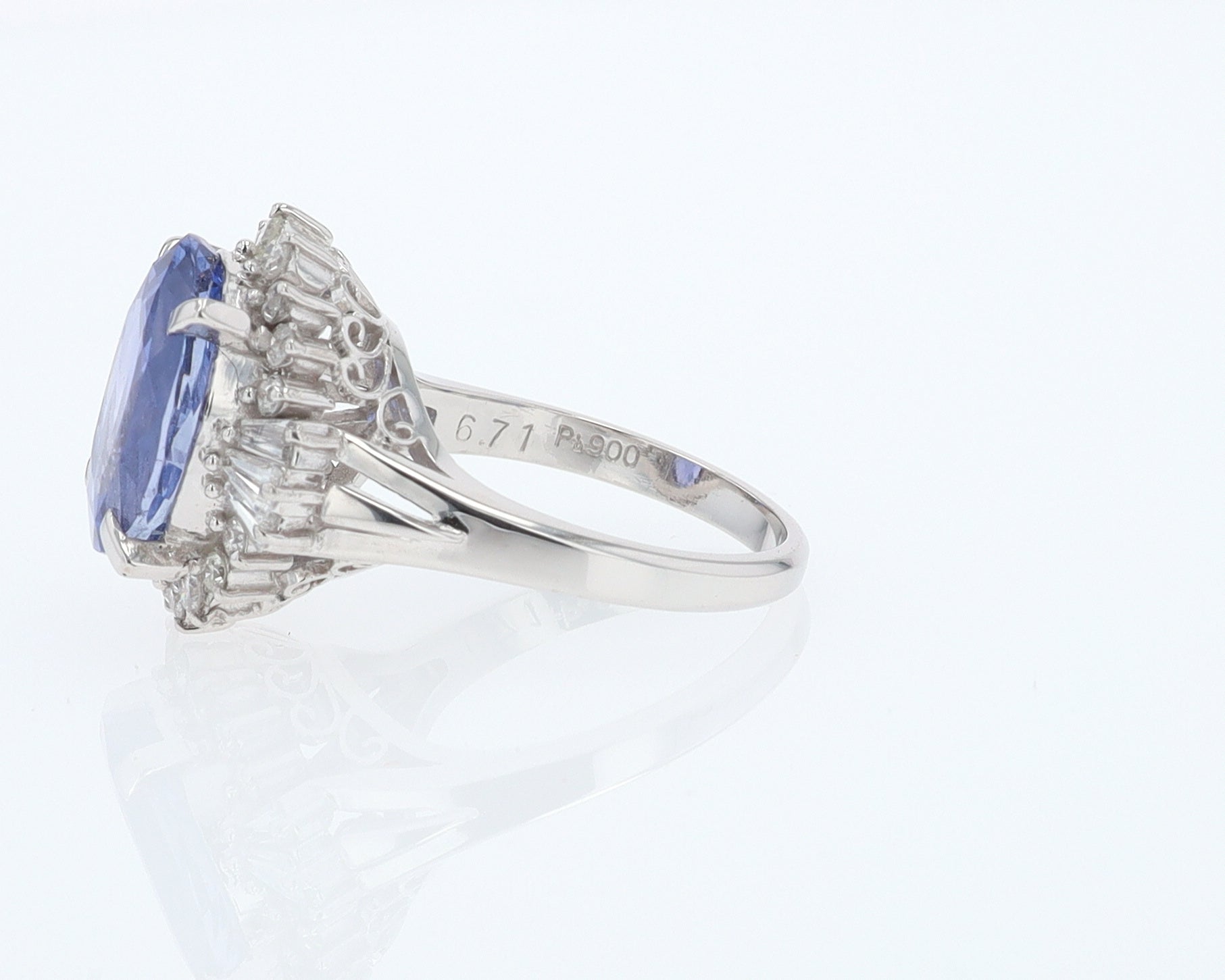 6.71 Carat Purple Sapphire & Diamond Ballerina Statement Ring
