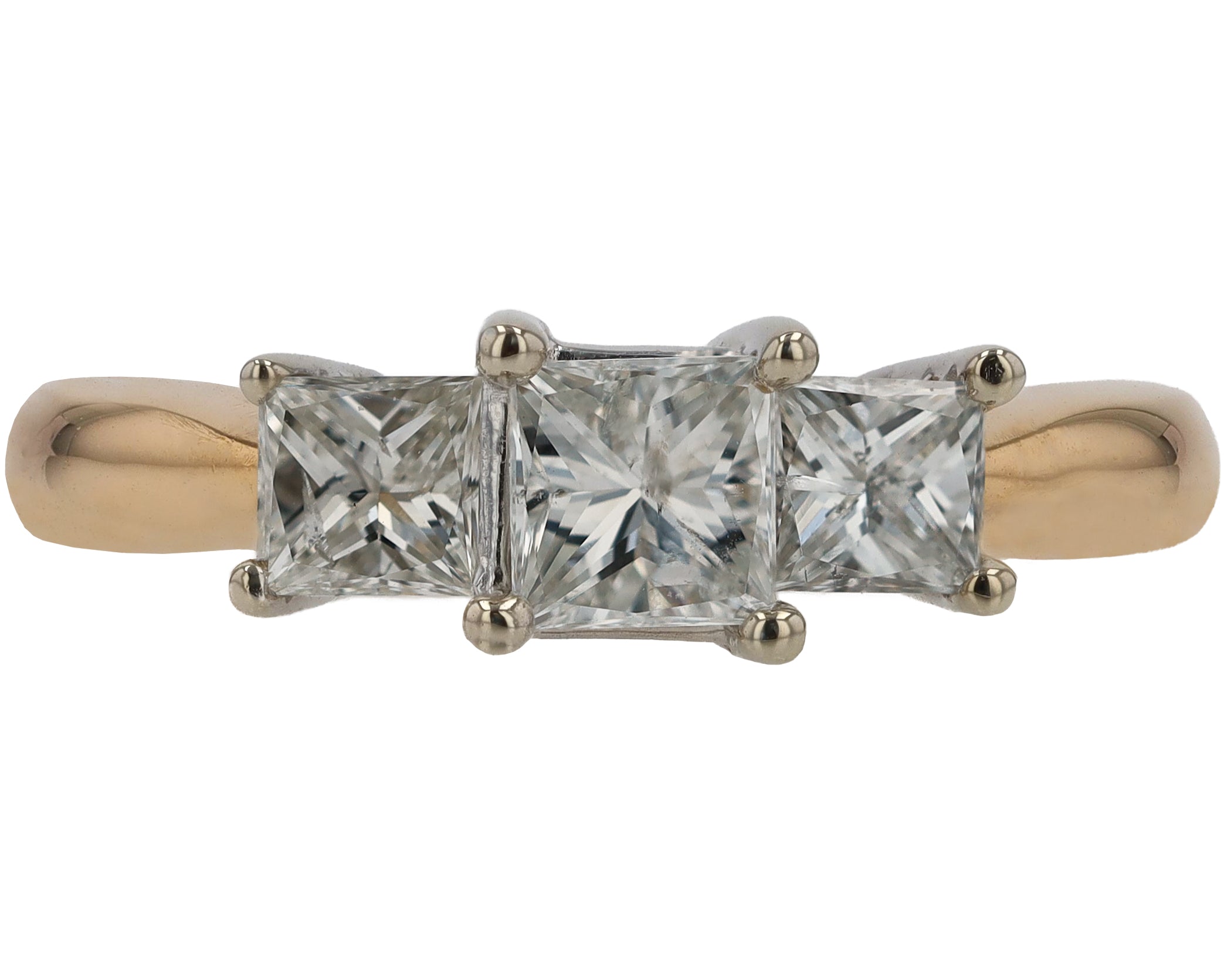 Vintage 3 Stone 1.10 Ctw Princess Cut Diamond Engagement Ring