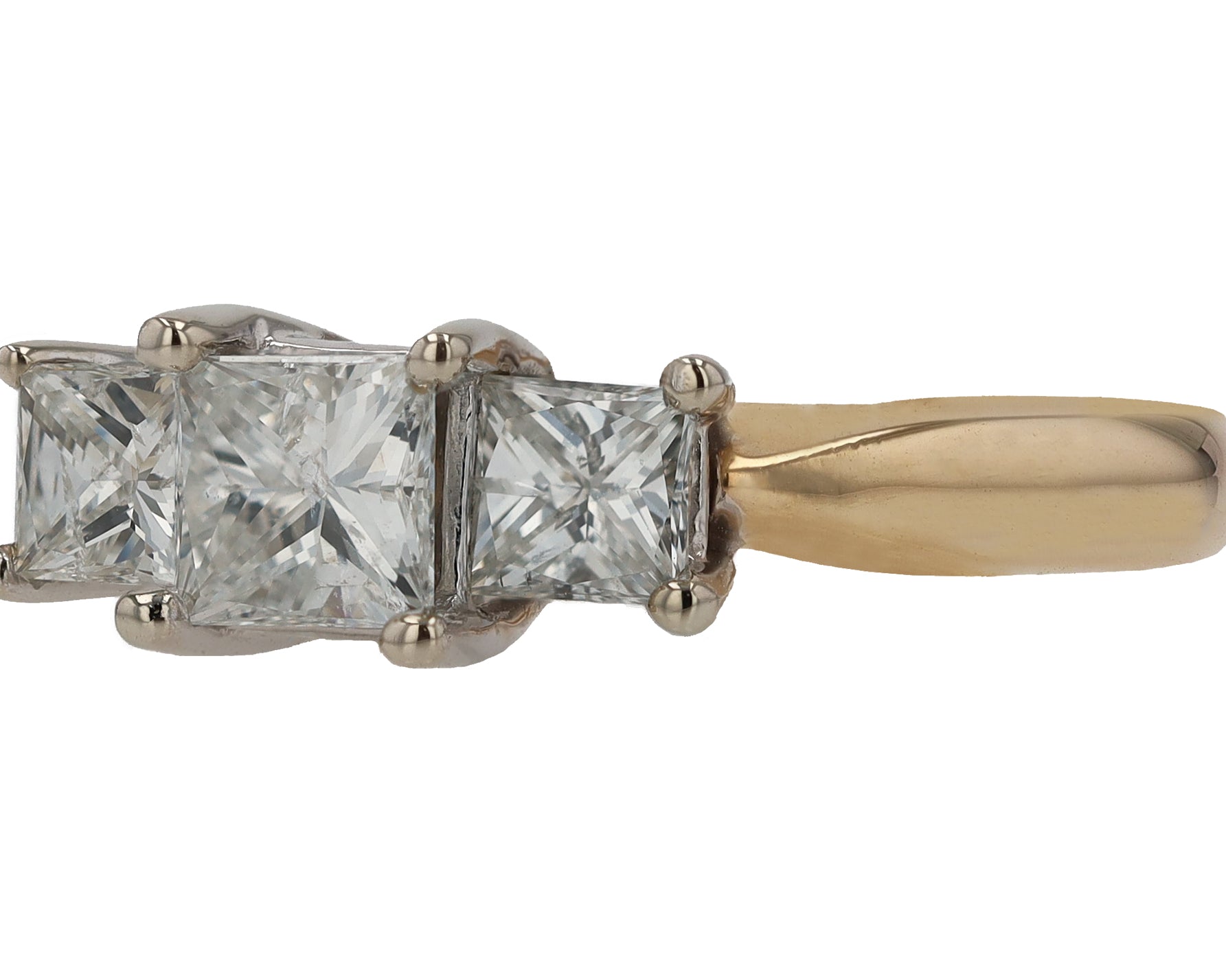 Vintage 3 Stone 1.10 Ctw Princess Cut Diamond Engagement Ring