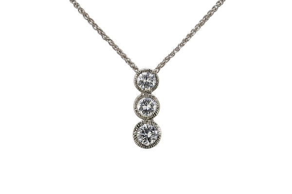 Vintage GIA Certified Near Flawless Diamond Trilogy Necklace