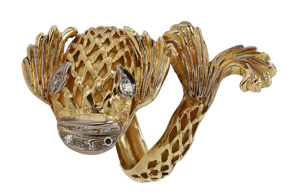 Ilias Lalaounis Designer 18k Gold Fish Cocktail Ring