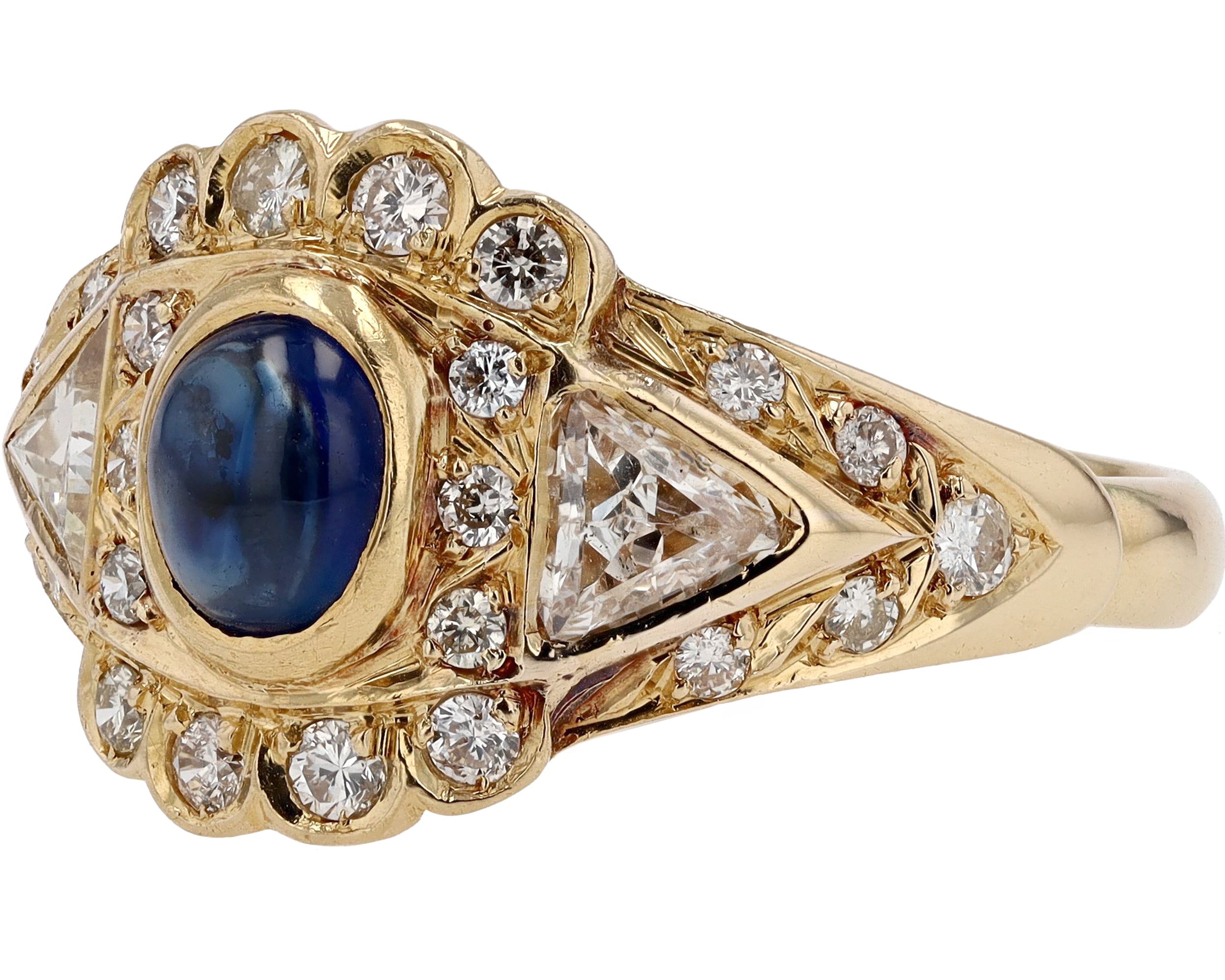 Vintage Portuguese Sapphire Diamond Engagement Ring