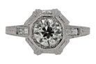 Engraved Art Deco 0.87 Carat Certified Diamond Solitaire Ring