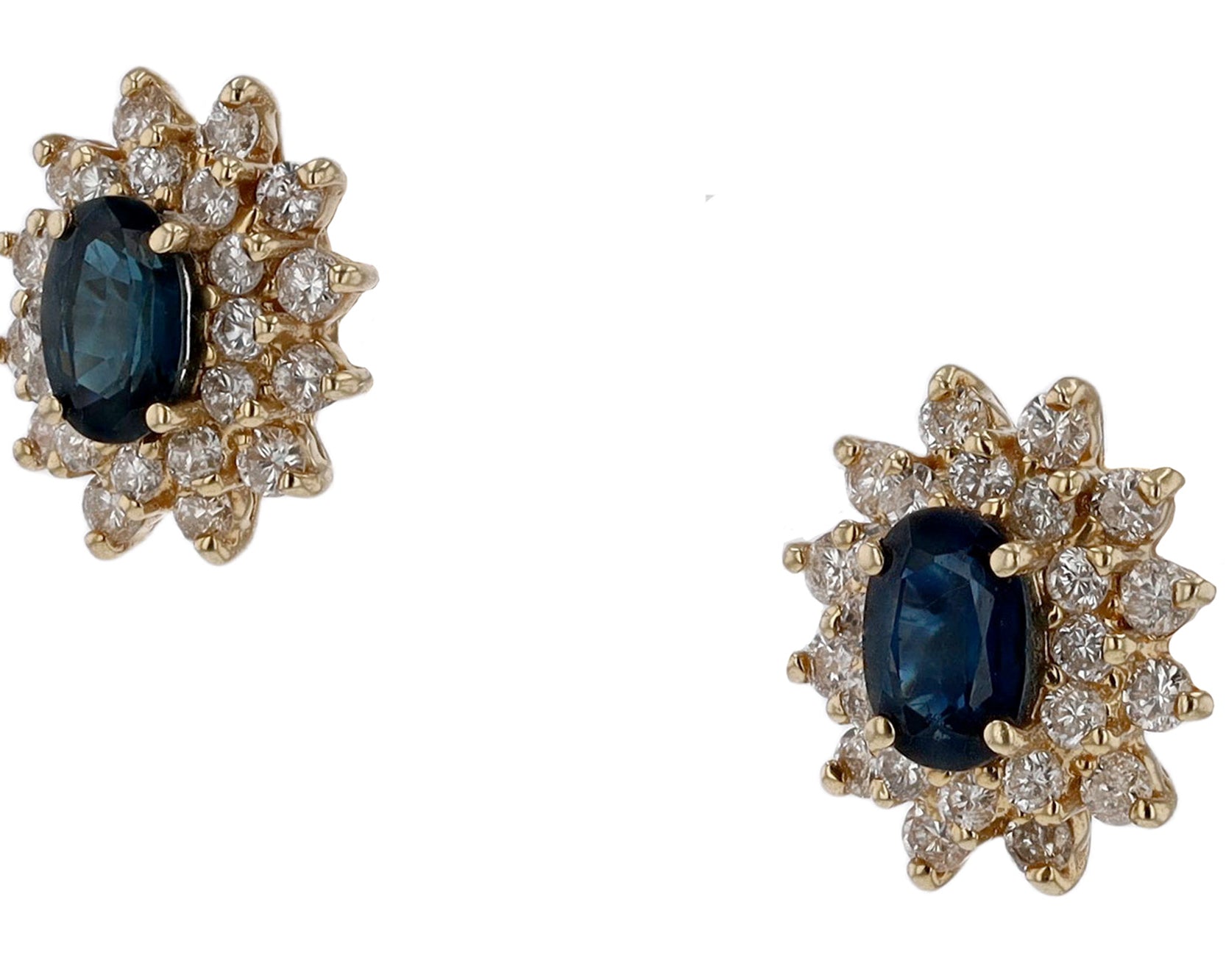 Vintage Sapphire & Diamond Cluster Stud Earrings
