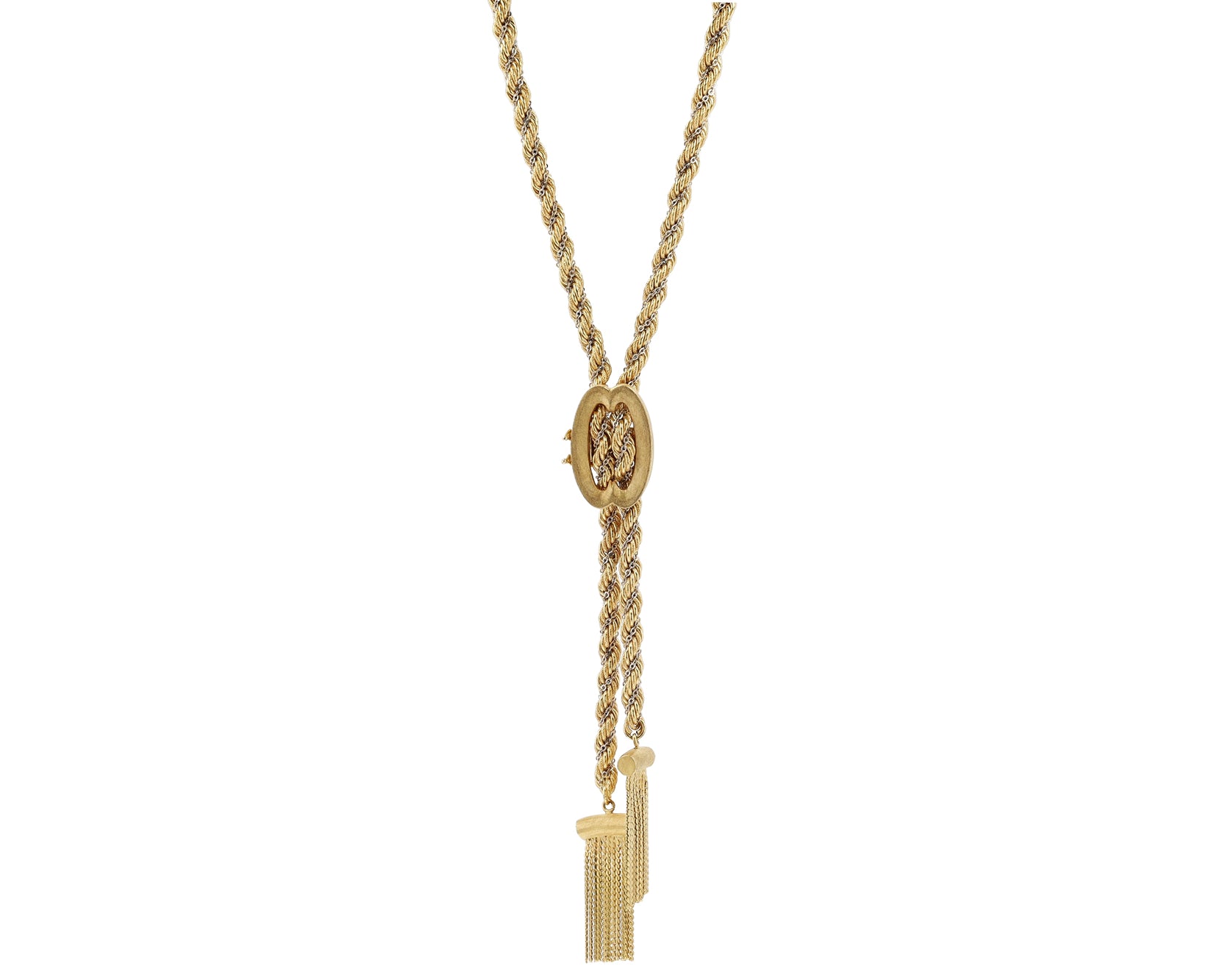 Lariat Style Heavy Twisted Rope Bolo Necklace