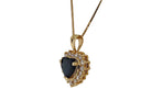 2 Carat Heart Shape Blue Sapphire and Diamond Necklace