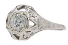 Antique Art Deco Diamond Engraved Engagement Ring