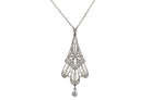 Antique Edwardian Diamond & Pearl Lavalière Platinum Necklace