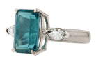 Vintage 3.98 Carat Indicolite Tourmaline and Diamond Engagement Ring