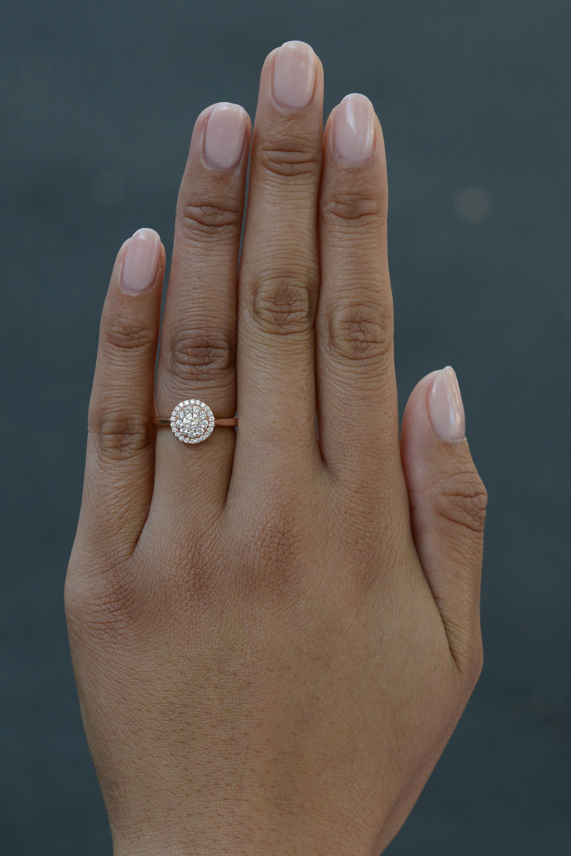 Rose Gold 1/2 Carat Diamond Cluster Engagement Ring