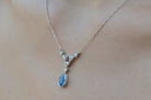 Art Deco Aquamarine Diamond Drop Necklace