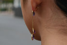 Retro Amethyst Yellow Gold Geometric Dangle Earrings