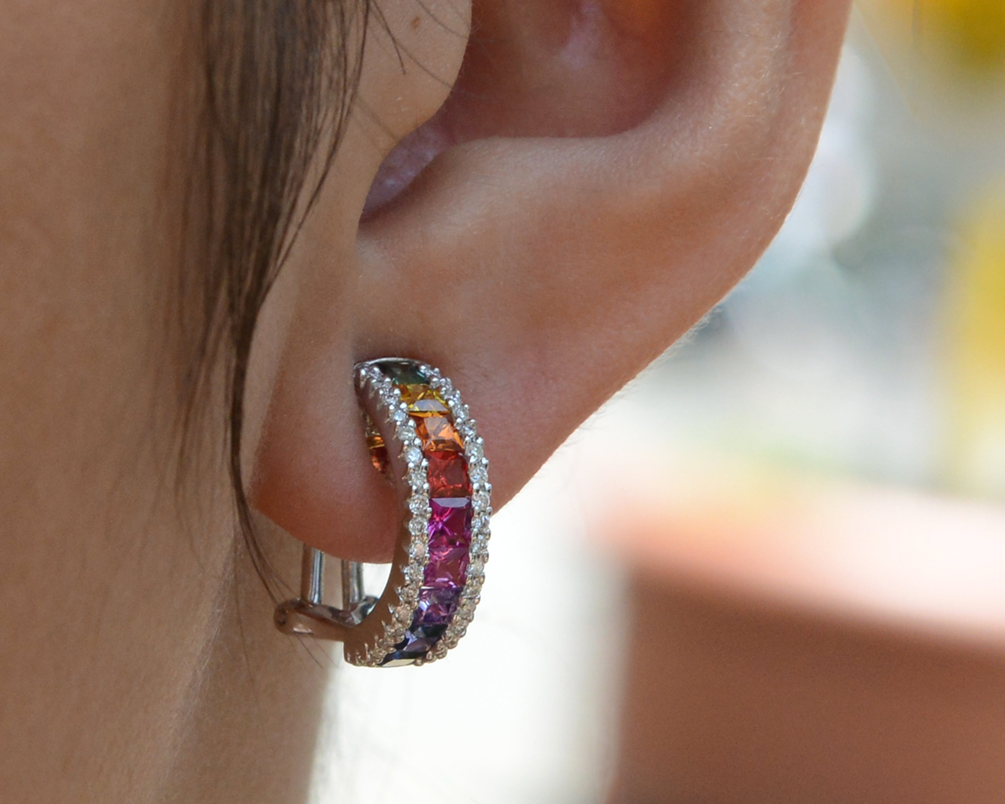 Sparkling Rainbow Sapphire Multi Color Earrings