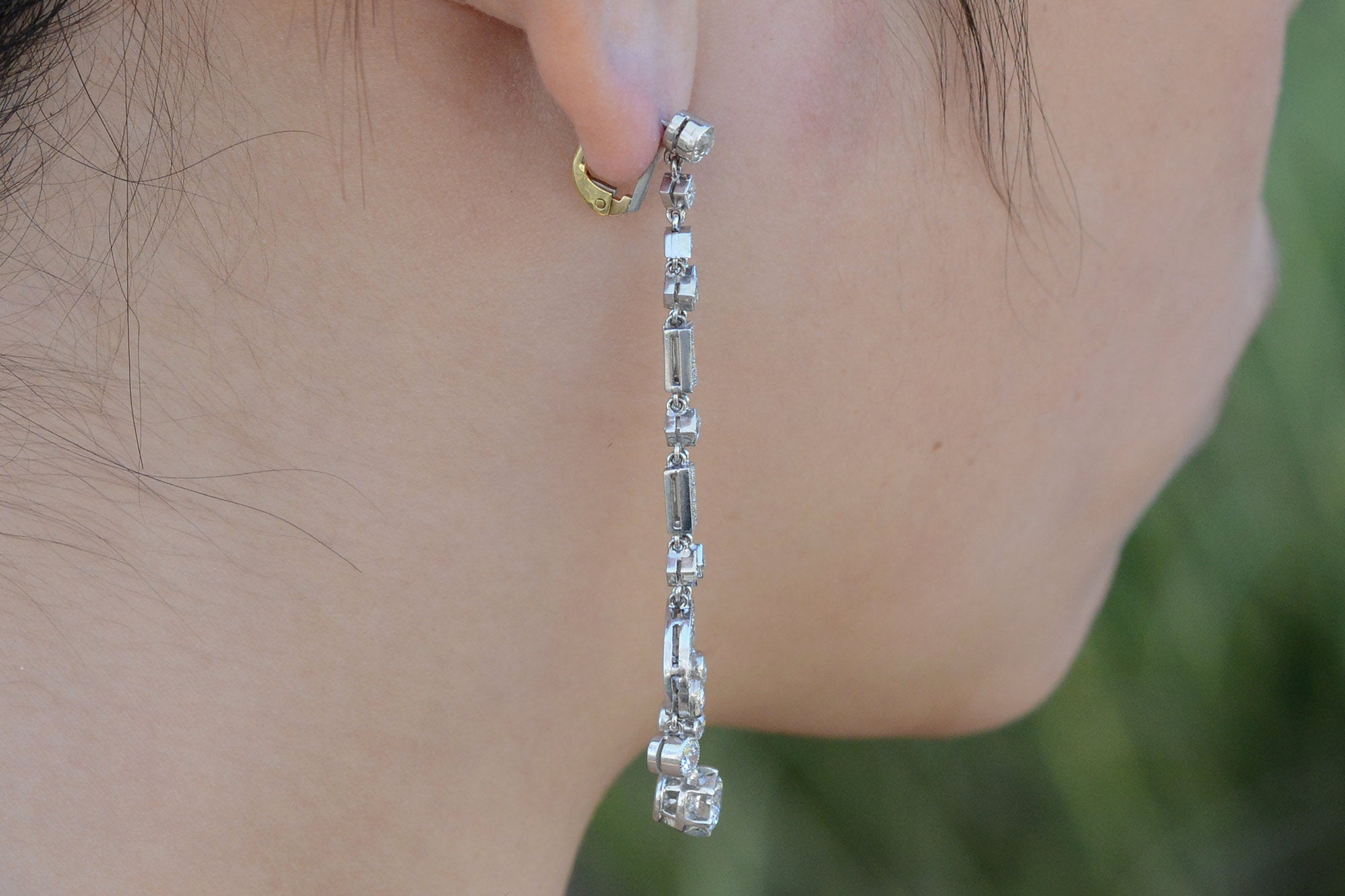 Art Deco Revival 3 Carat Diamond Drop Chandelier Earrings