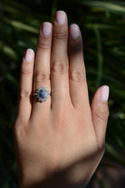Vintage Mid Century Black Opal and Diamond Ring
